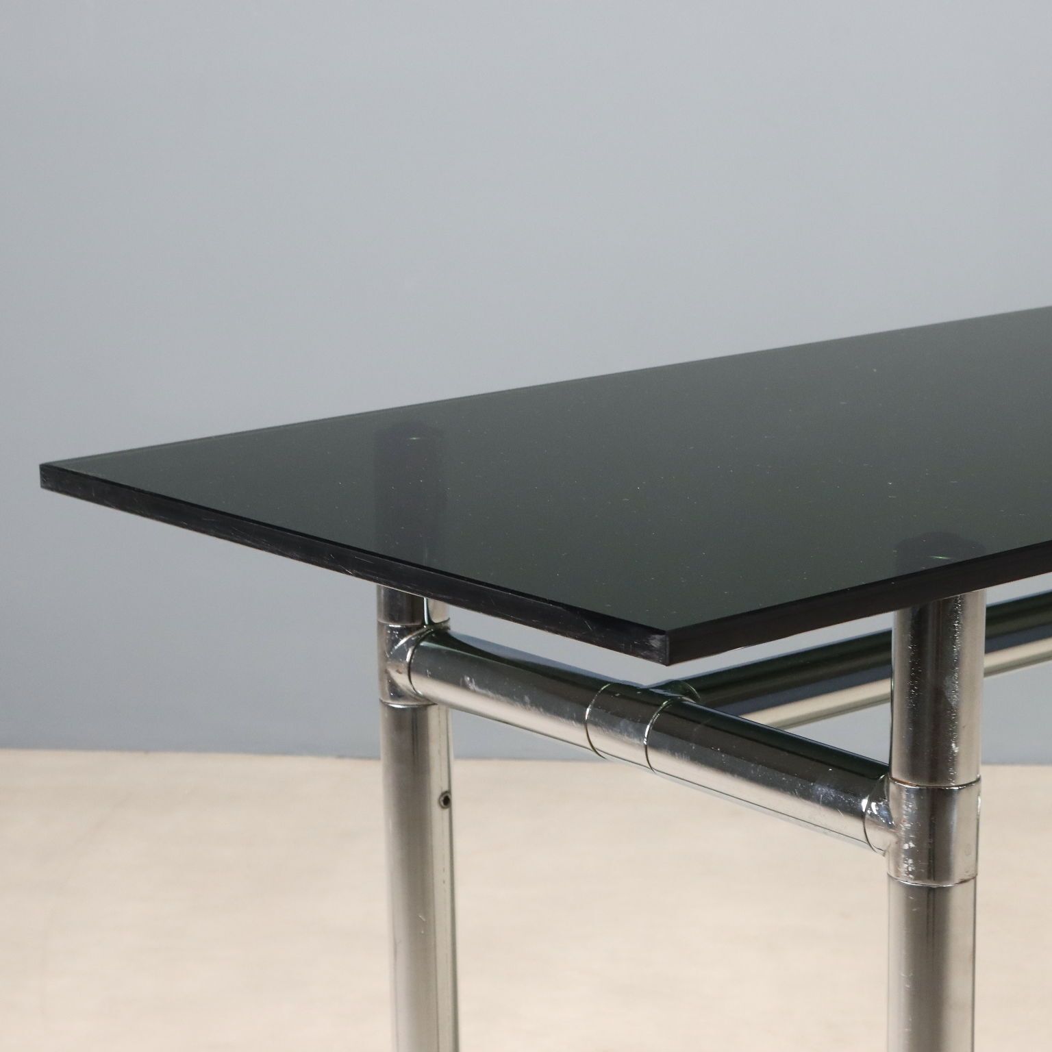 Vintage consoletafel, glas en verchroomd metaal, Italiaans design, jaren 1980 photo for sale