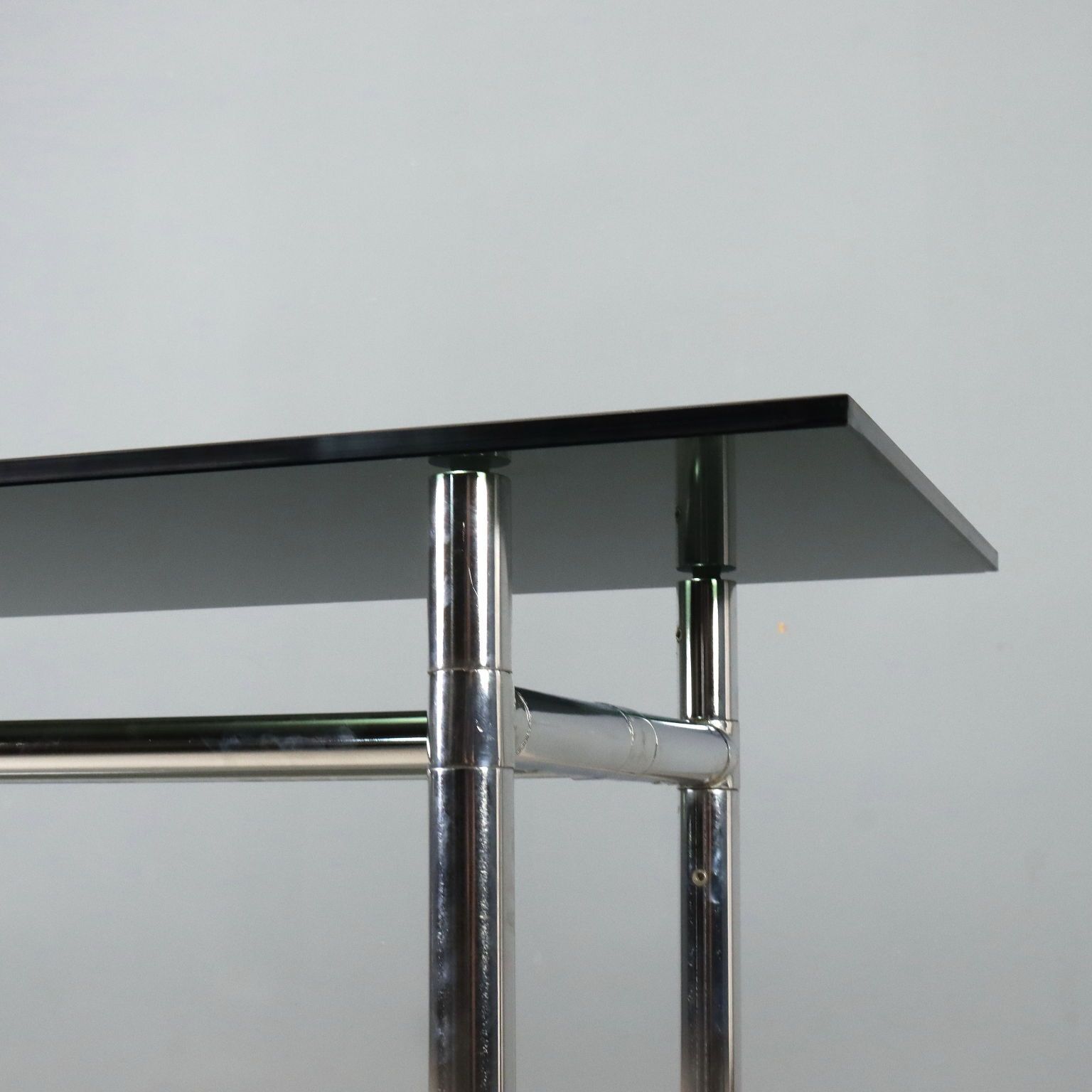 Vintage consoletafel, glas en verchroomd metaal, Italiaans design, jaren 1980 photo Meubels