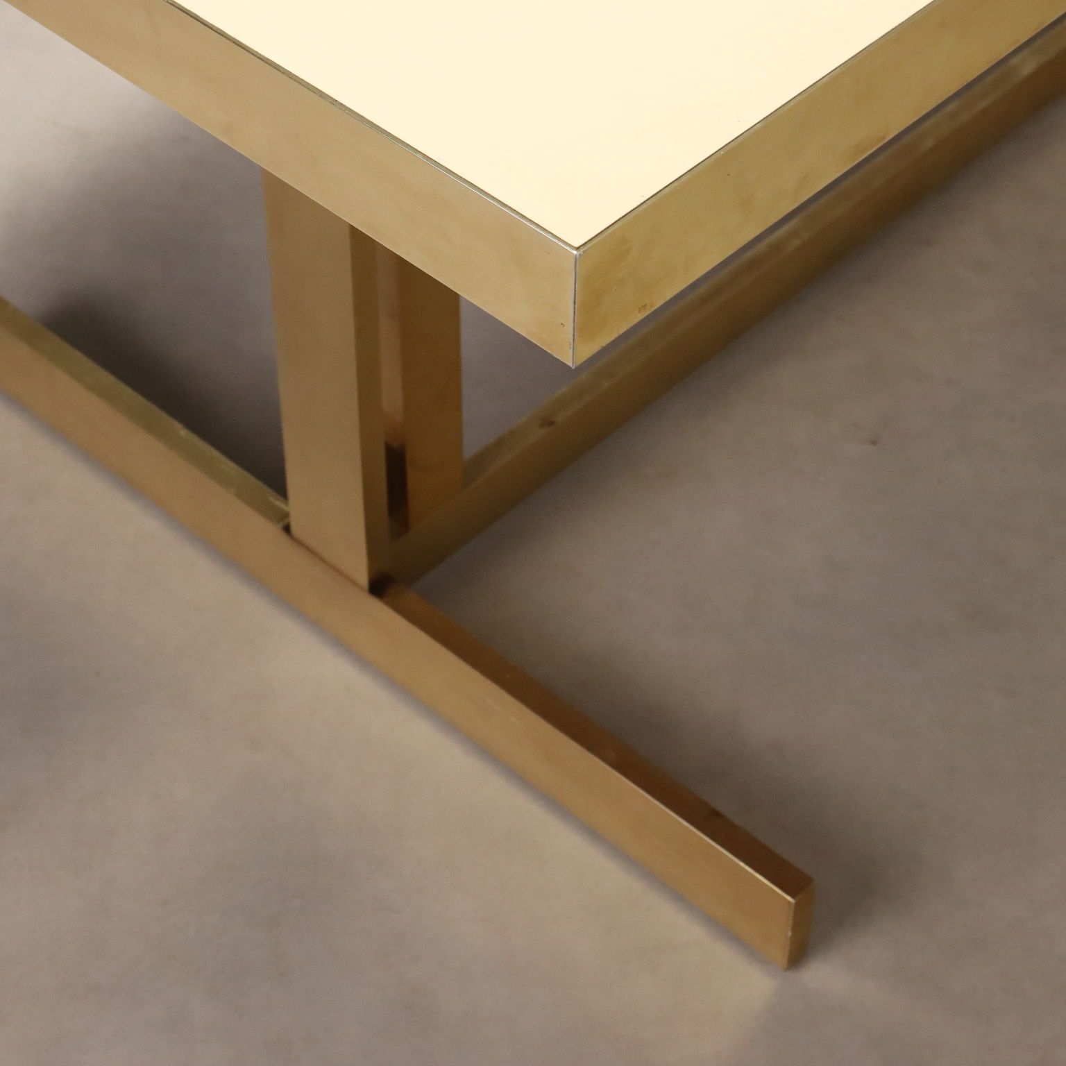 Vintage Table Mario Sabot Brass Laminate Design Italy 1980s photo for sale