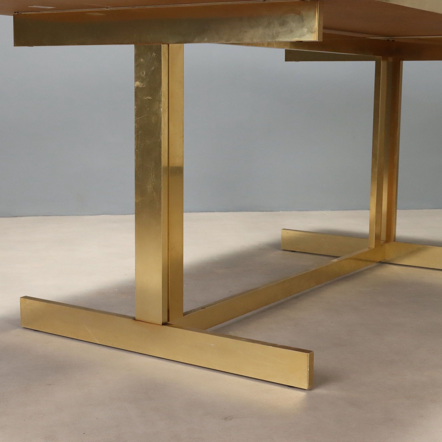 Vintage Table Mario Sabot Brass Laminate Design Italy 1980s photo vinterior