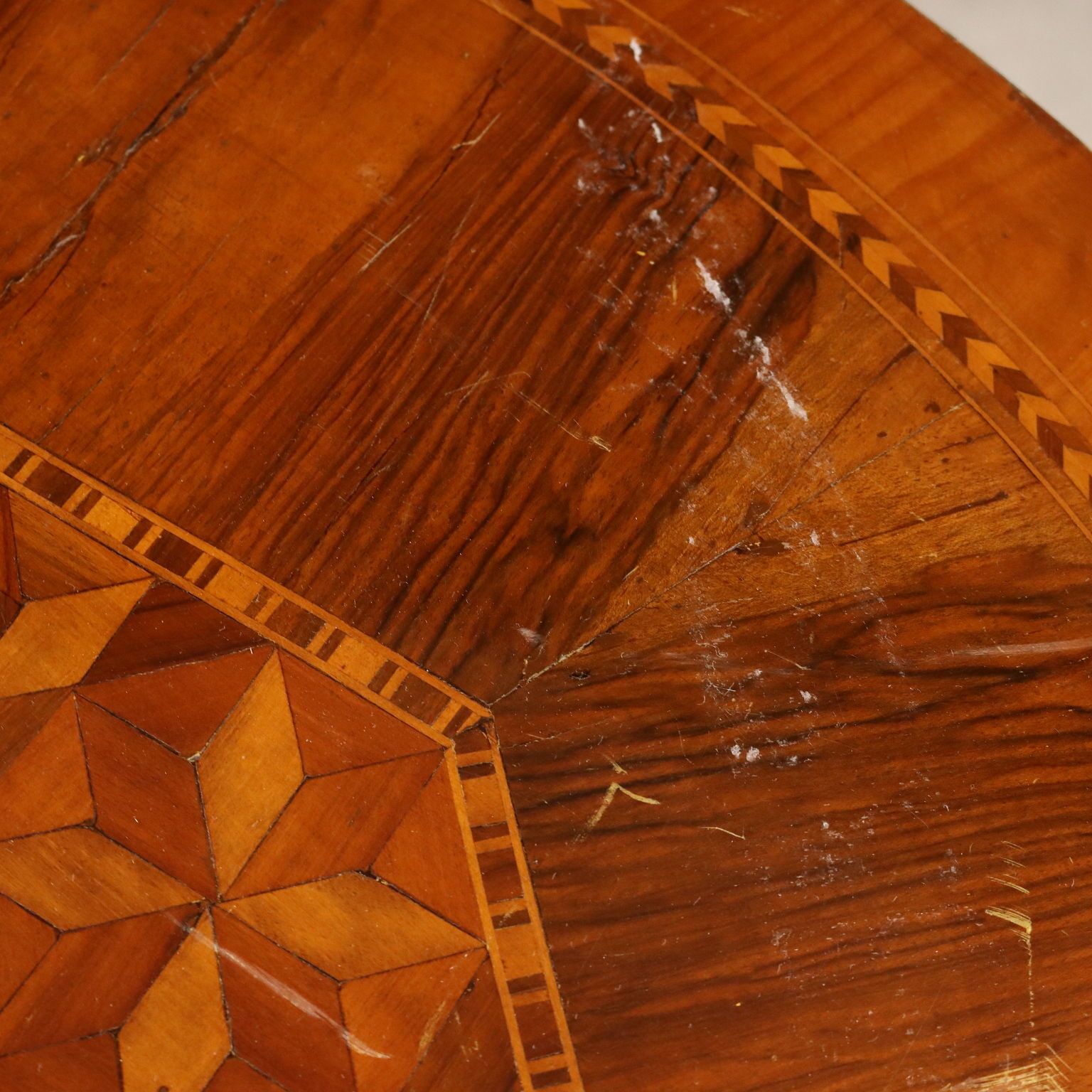 Antique Table With Emiliano Geometric Inlay photo vintage