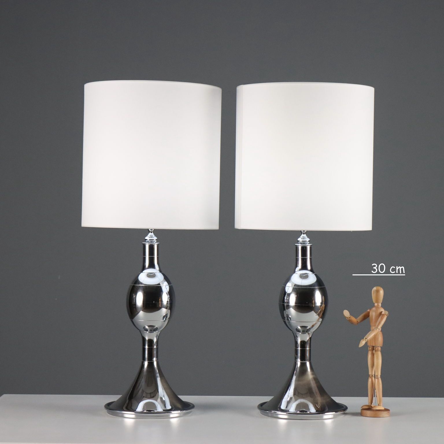 Vintage Lamps Chromed Metal Fabric Design Italy 1970s 1980s photo furniture