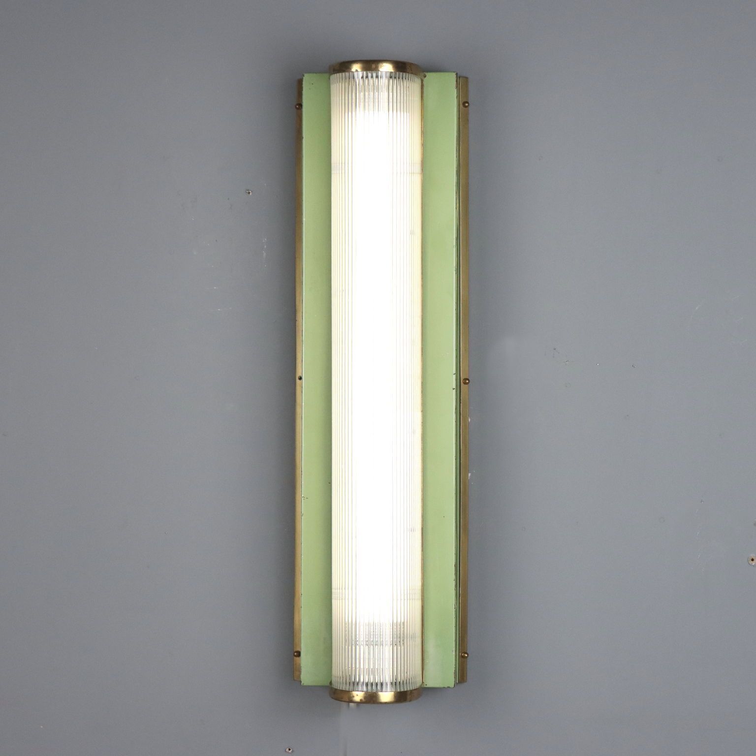 Vintage Wall Lamp Brass Glass Design Italy 1940s 1950s
