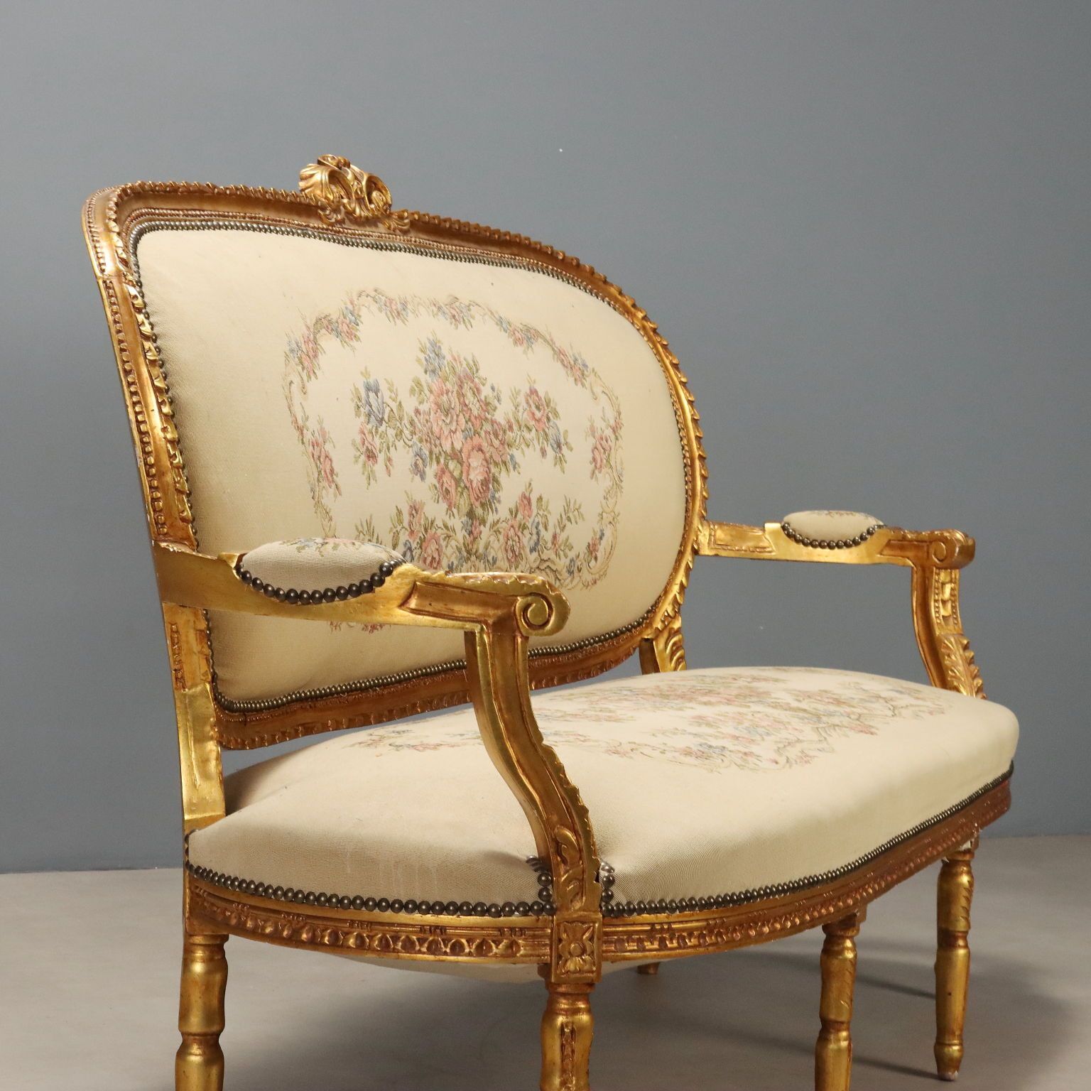 Neoclassical Style Sofa In Gilded Wood photo for sale