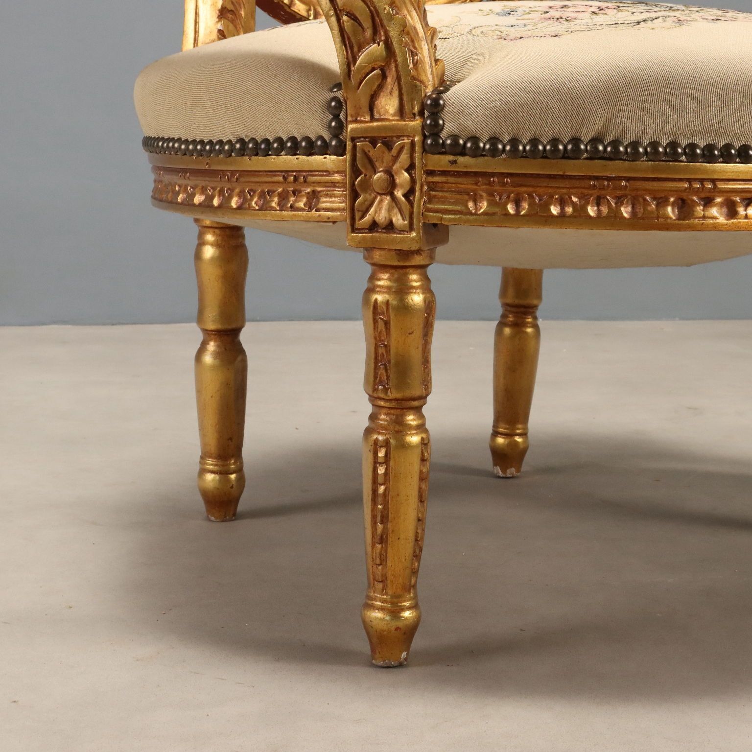 Pair Of Gilt Neoclassical Armchairs photo vinterior