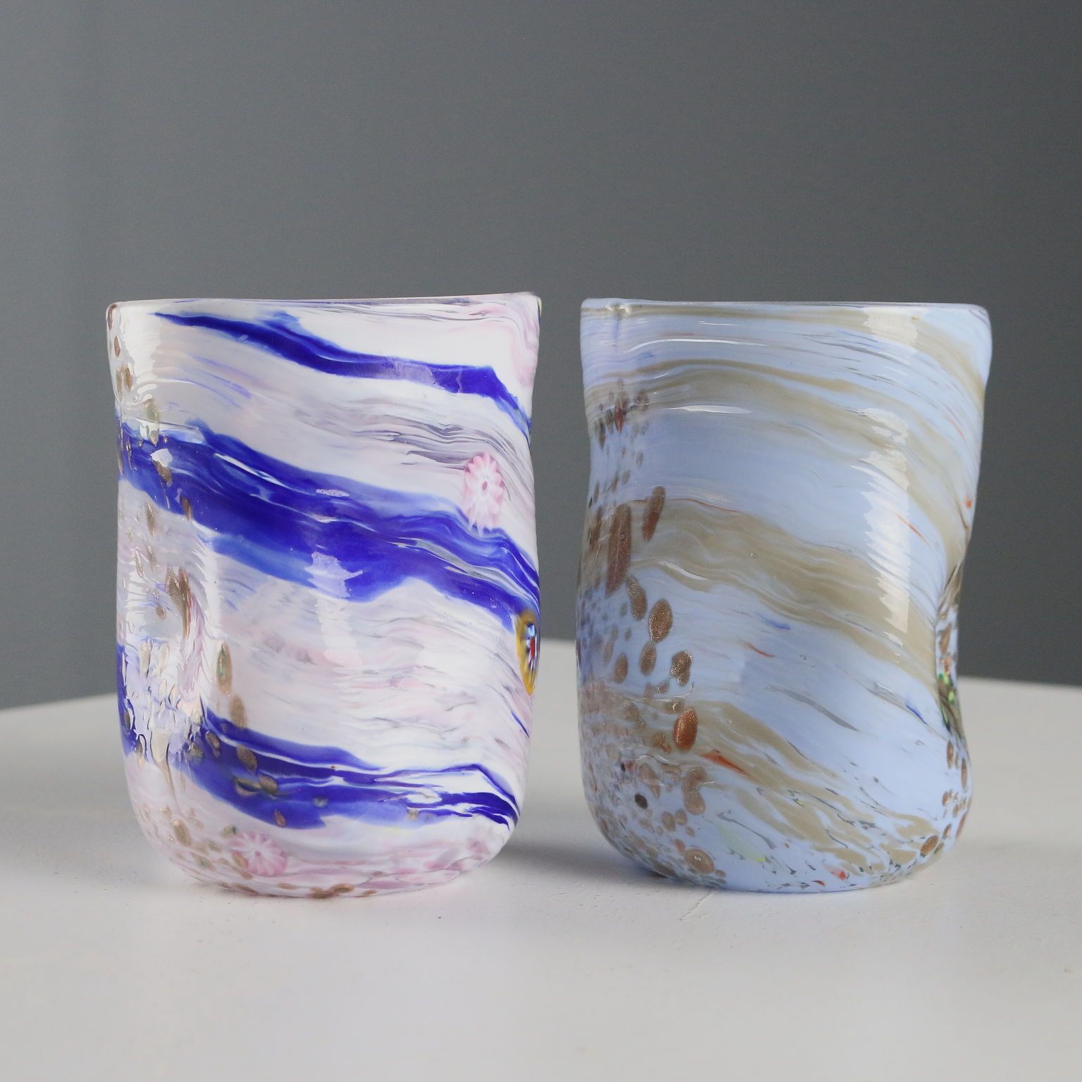 Paire de verres, C. Colizza, manufacture de Murano photo vinterior