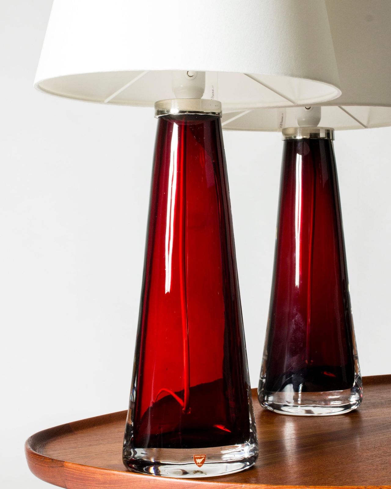 Lampes de table mid-century en verre par Carl Fagerlund, Orrefors, Suède, années 1960 photo for sale
