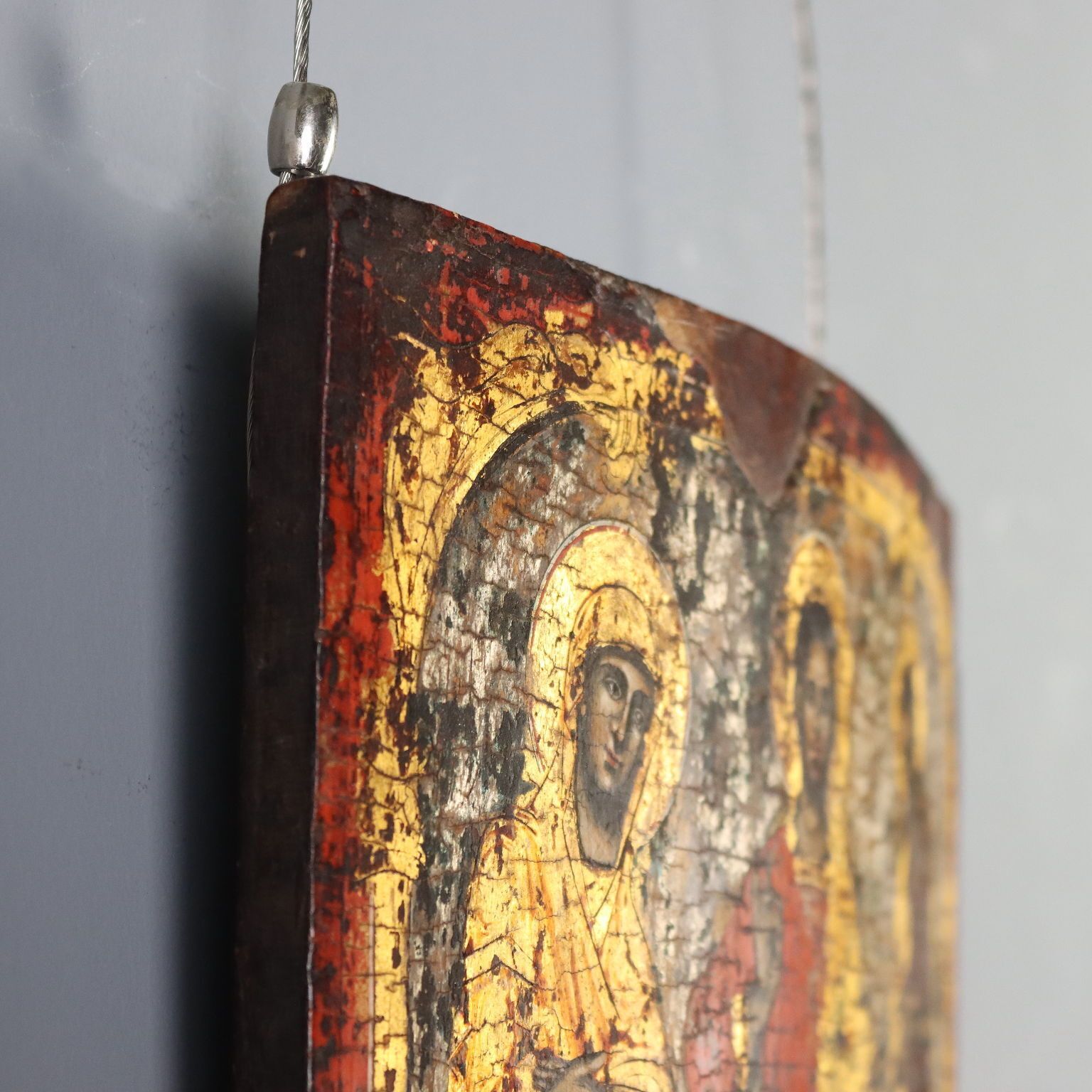 photo for sale Antique Icon Jesus And Virgin Mary Tempera On Board XVIII Century