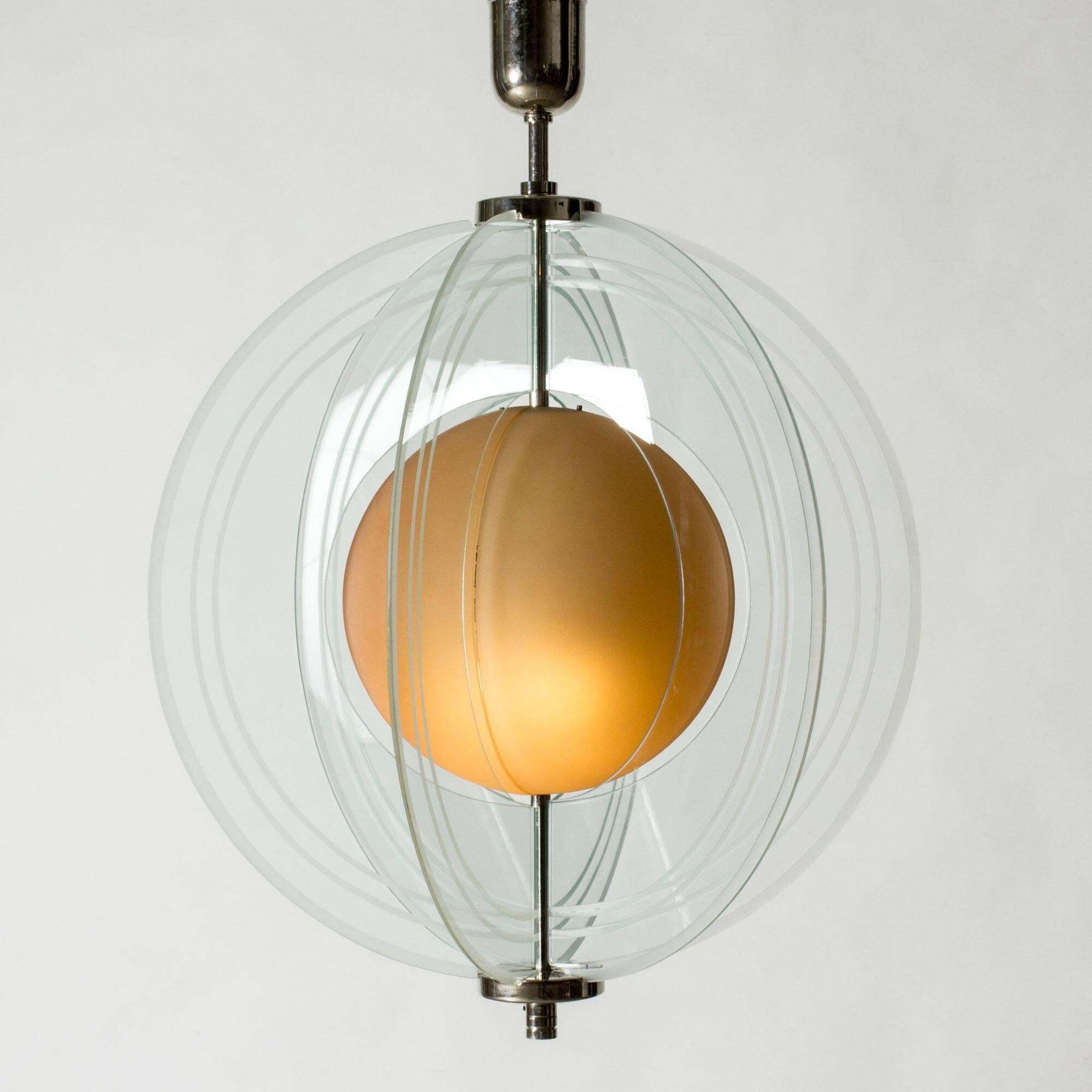 Mid-century plafondlamp "Arsenal", Vicke Lindstrand, Orrefors, Zweden, 1937 photo vinterior