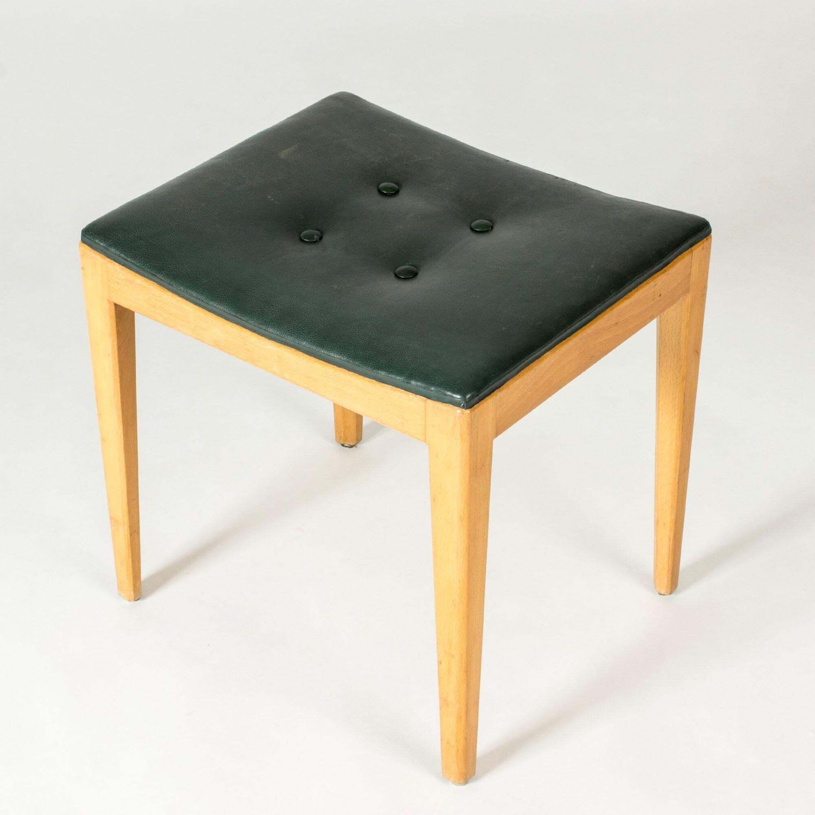 Tabouret mid-century modern en cuir vert, Axel Larsson, Suède, années 1950 photo 720.0
