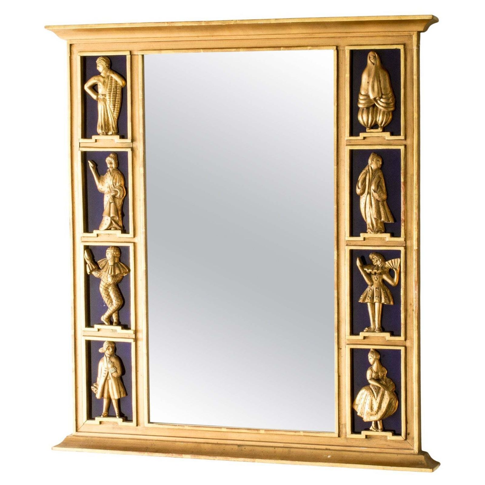Swedish Grace wandspiegel met figurines, Zweden, jaren 1920