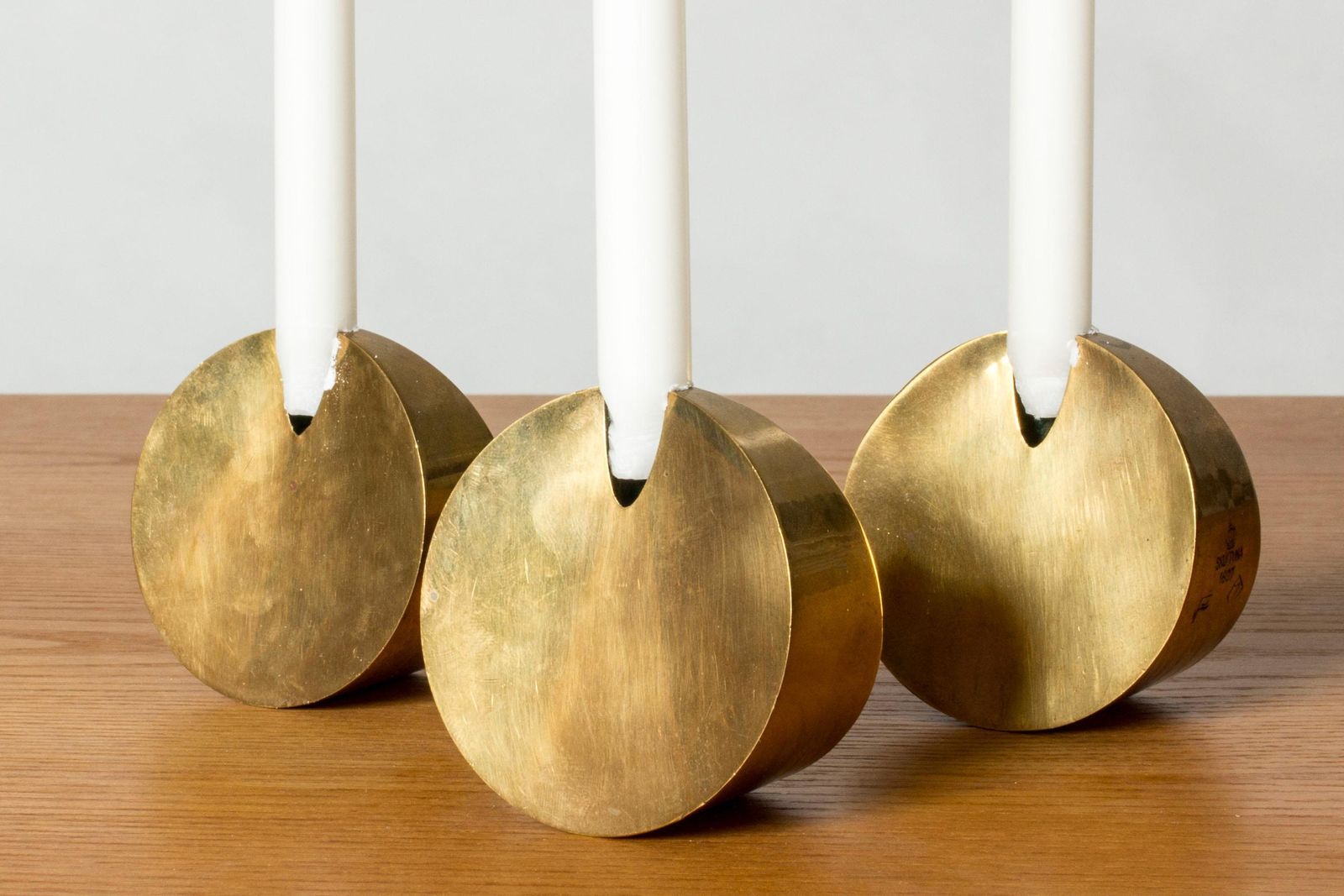 Unique Midcentury Brass Candleholders, Pierre Forssell, Skultuna, 1967 photo Home Decor