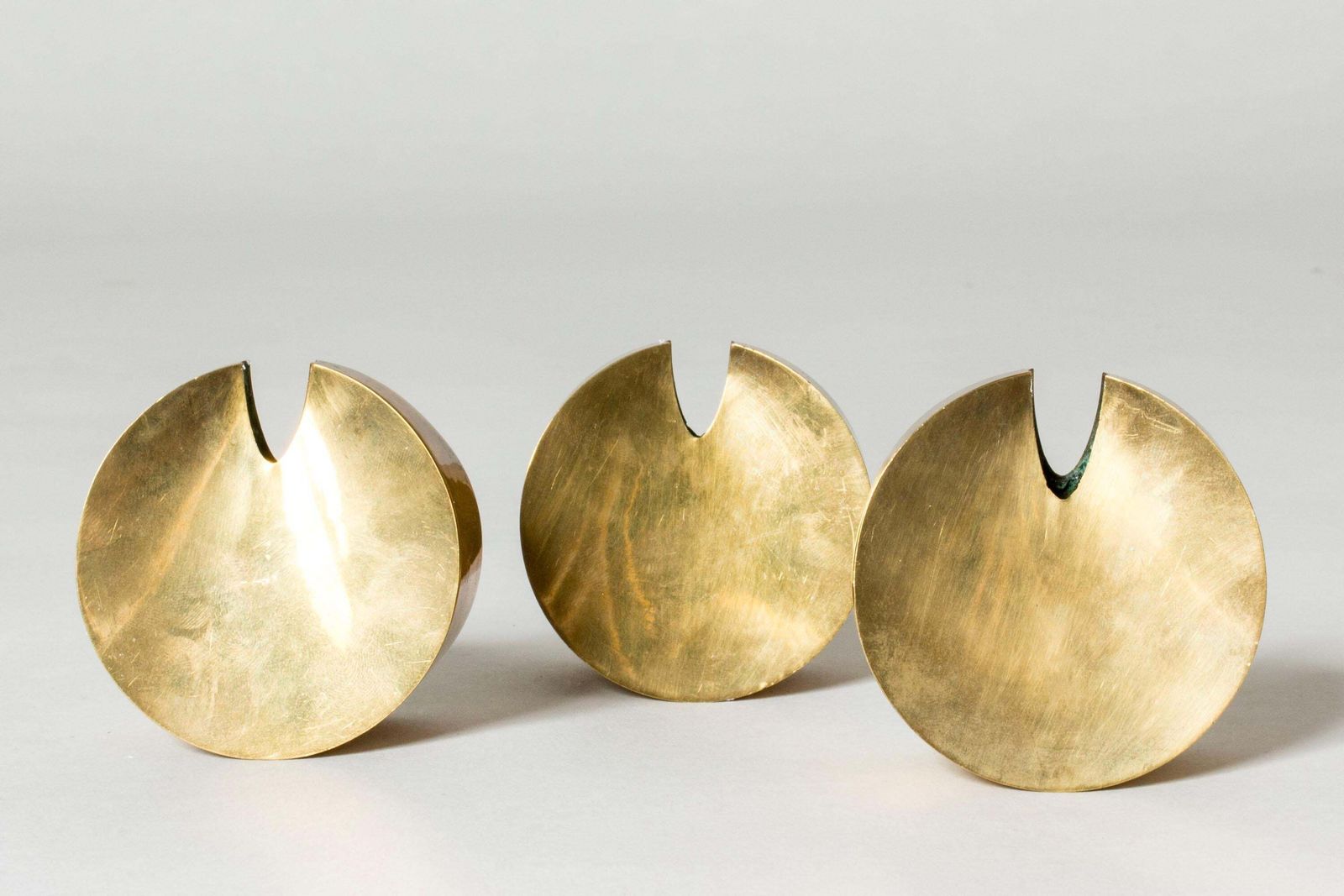 Unique Midcentury Brass Candleholders, Pierre Forssell, Skultuna, 1967 photo vinterior