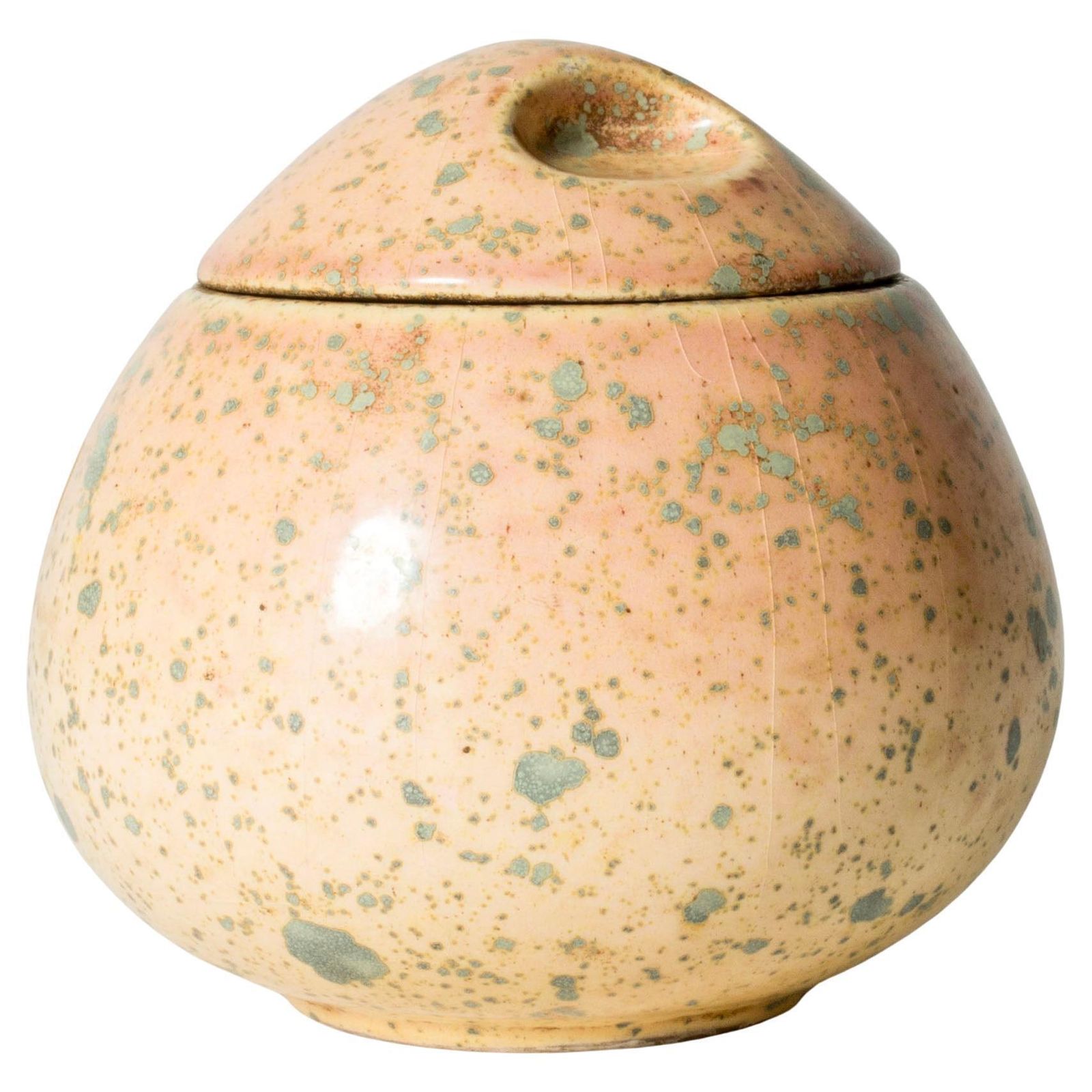Scandinavian Modern faience pot van Hans Hedberg, Biot, Frankrijk