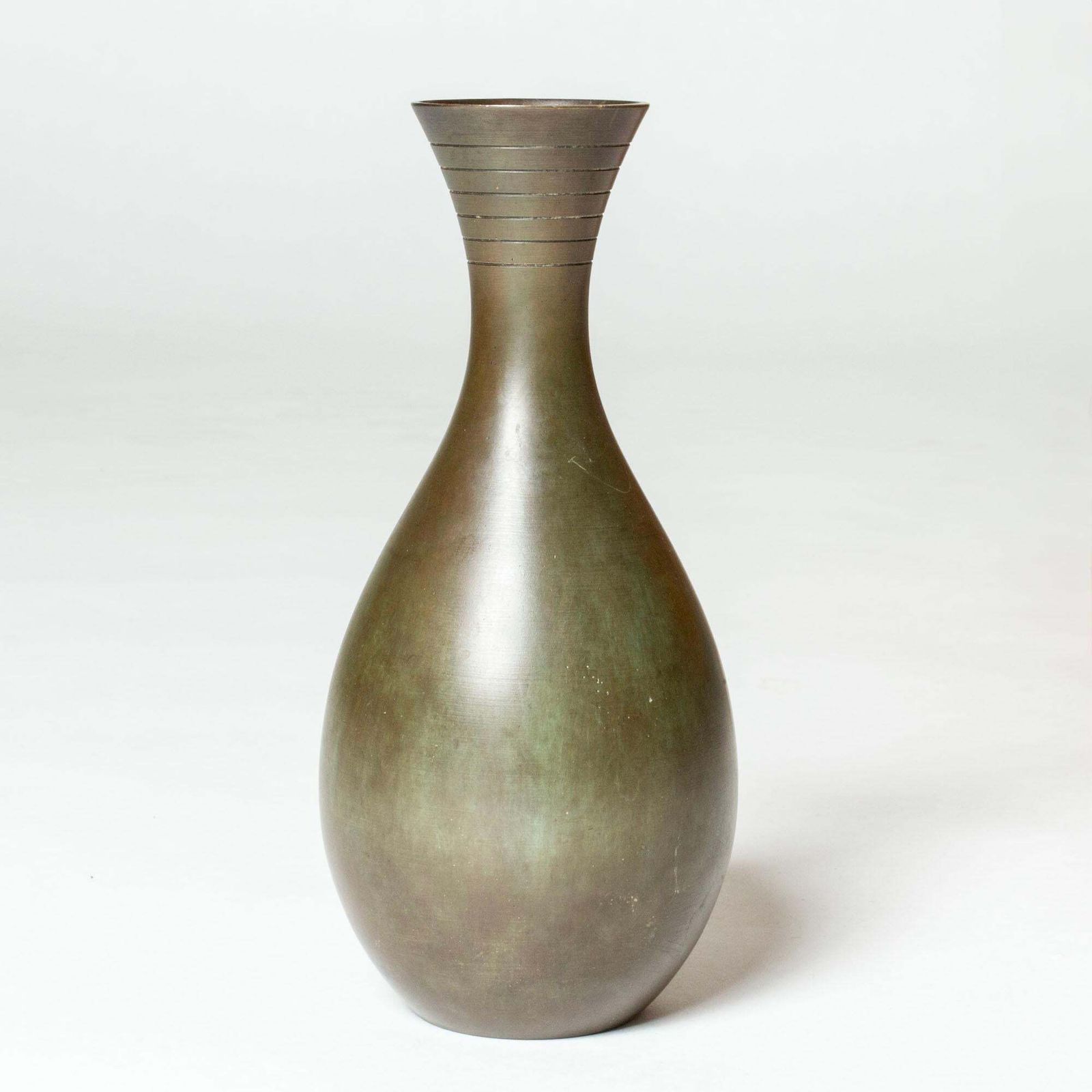 Vintage Mid Century Patinated Bronze Vase, Gab, Sweden, 1930s photo for sale