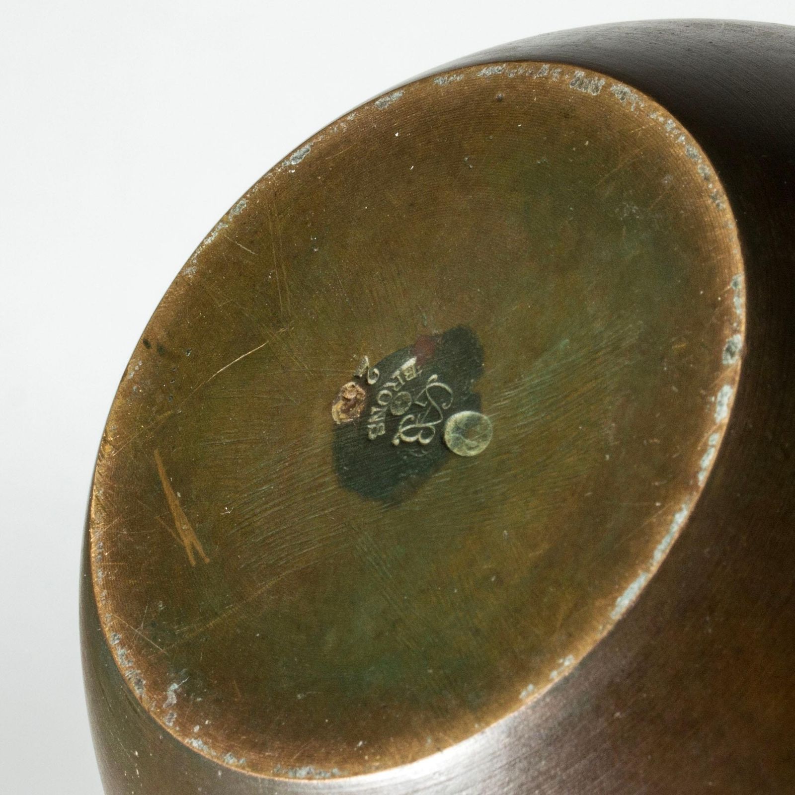 Vintage Mid Century Patinated Bronze Vase, Gab, Sweden, 1930s photo vintage