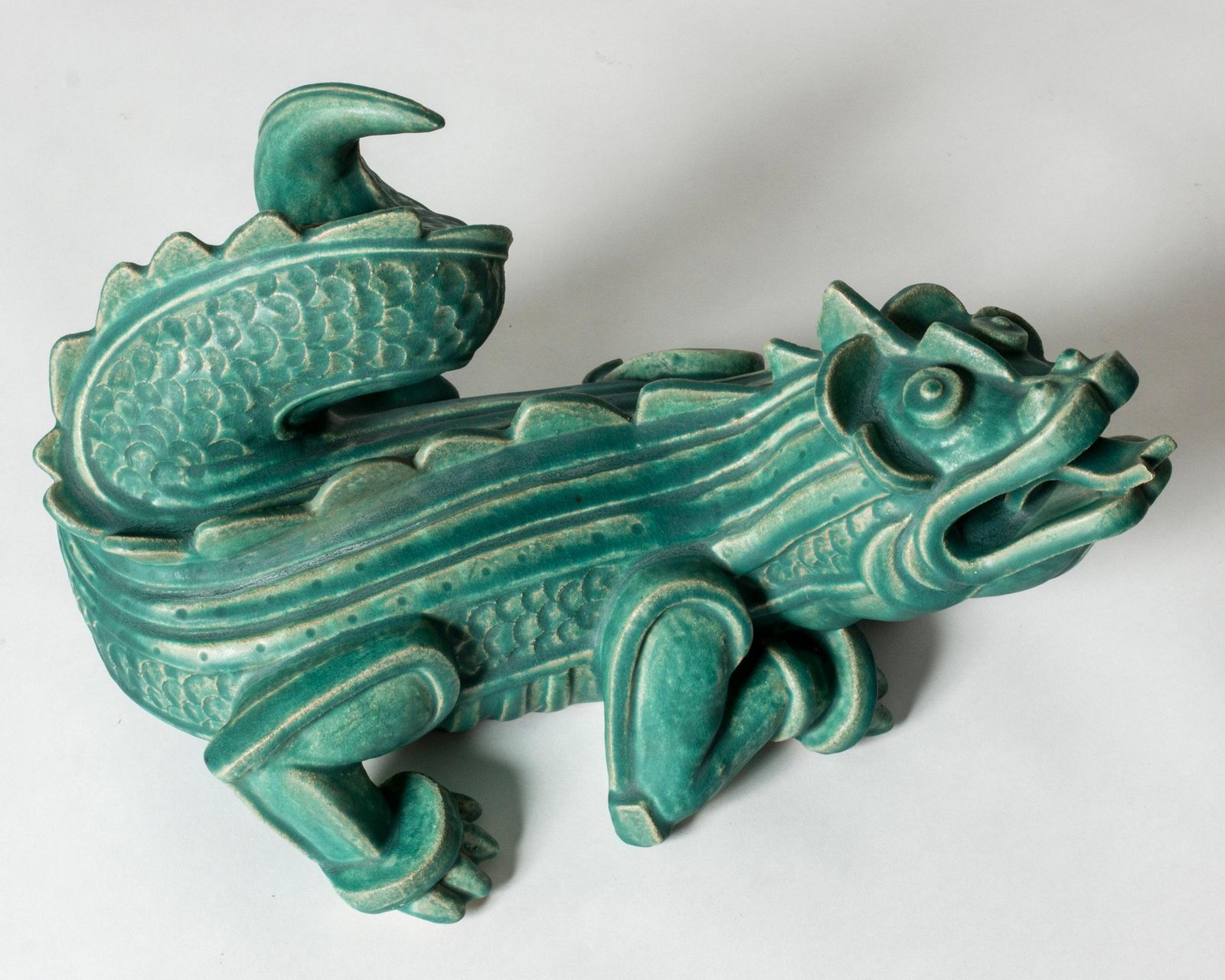 Stoneware Dragon Sculpture By Wilhelm Kåge, Gustavsberg, Sweden, 1940s photo 26193.0