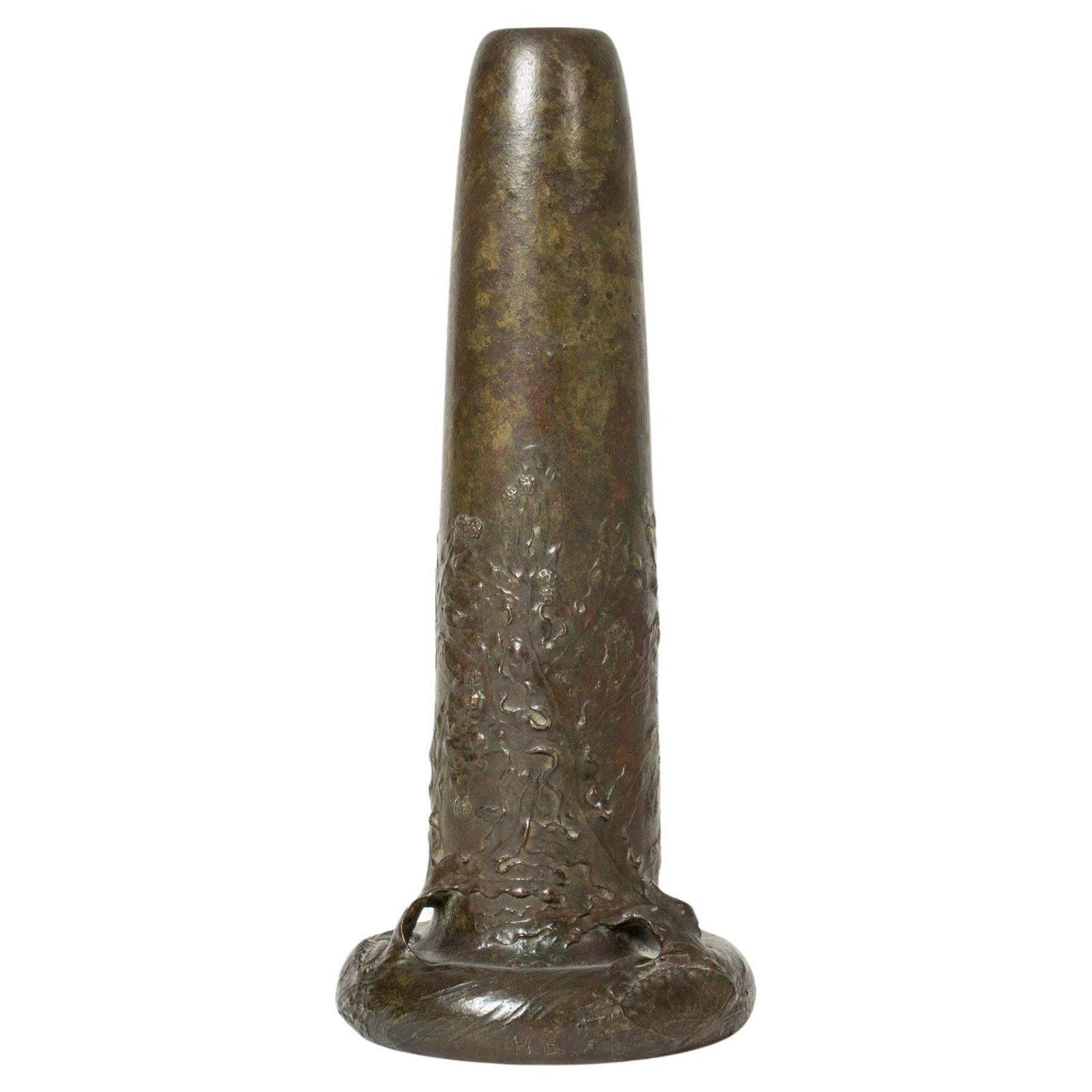 Art Nouveau bronzen vaas van Hugo Elmqvist, Zweden, ca. 1900