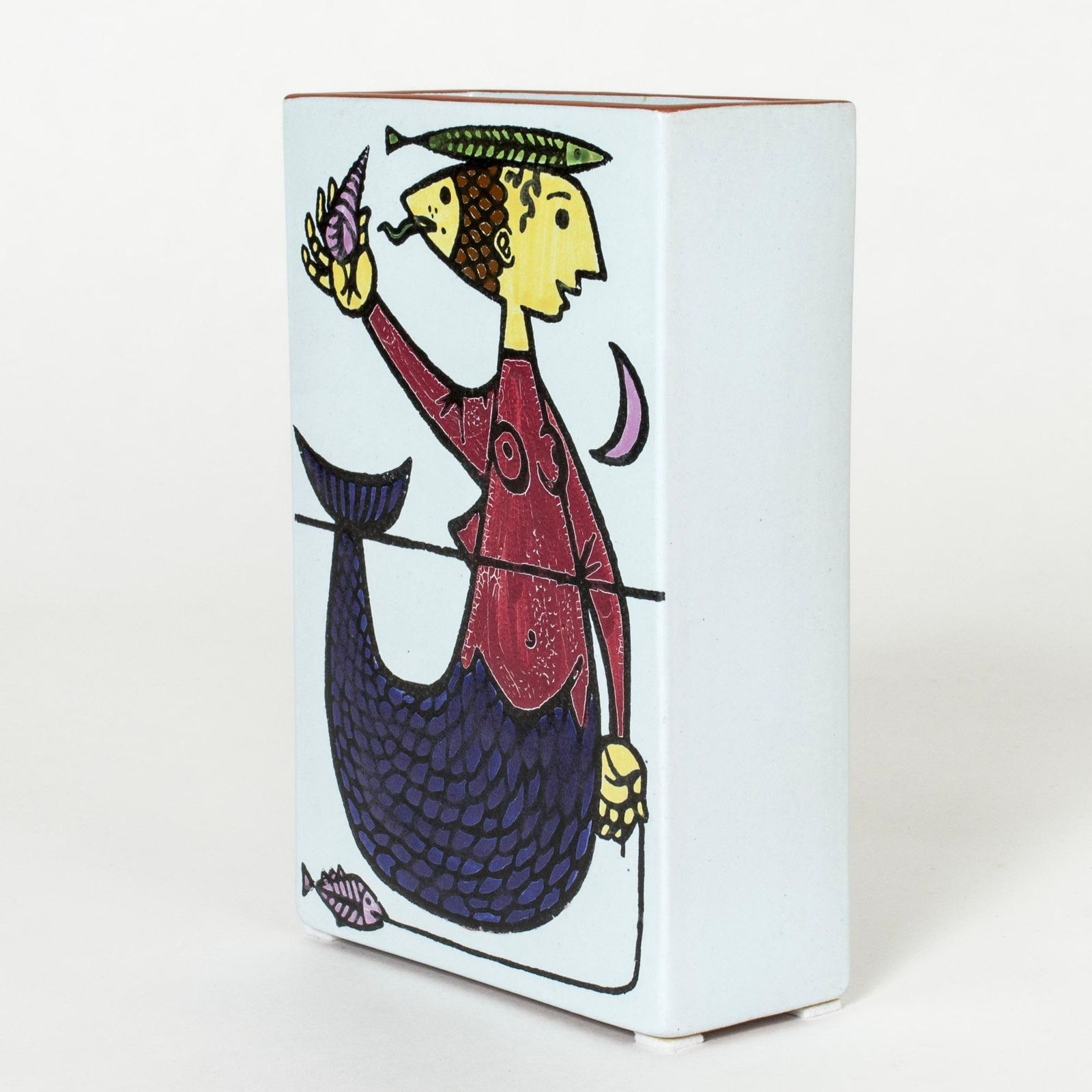 Scandinavian "Karneval" Faience Vase, Stig Lindberg, Gustavsberg, Sweden, 1950s photo furniture