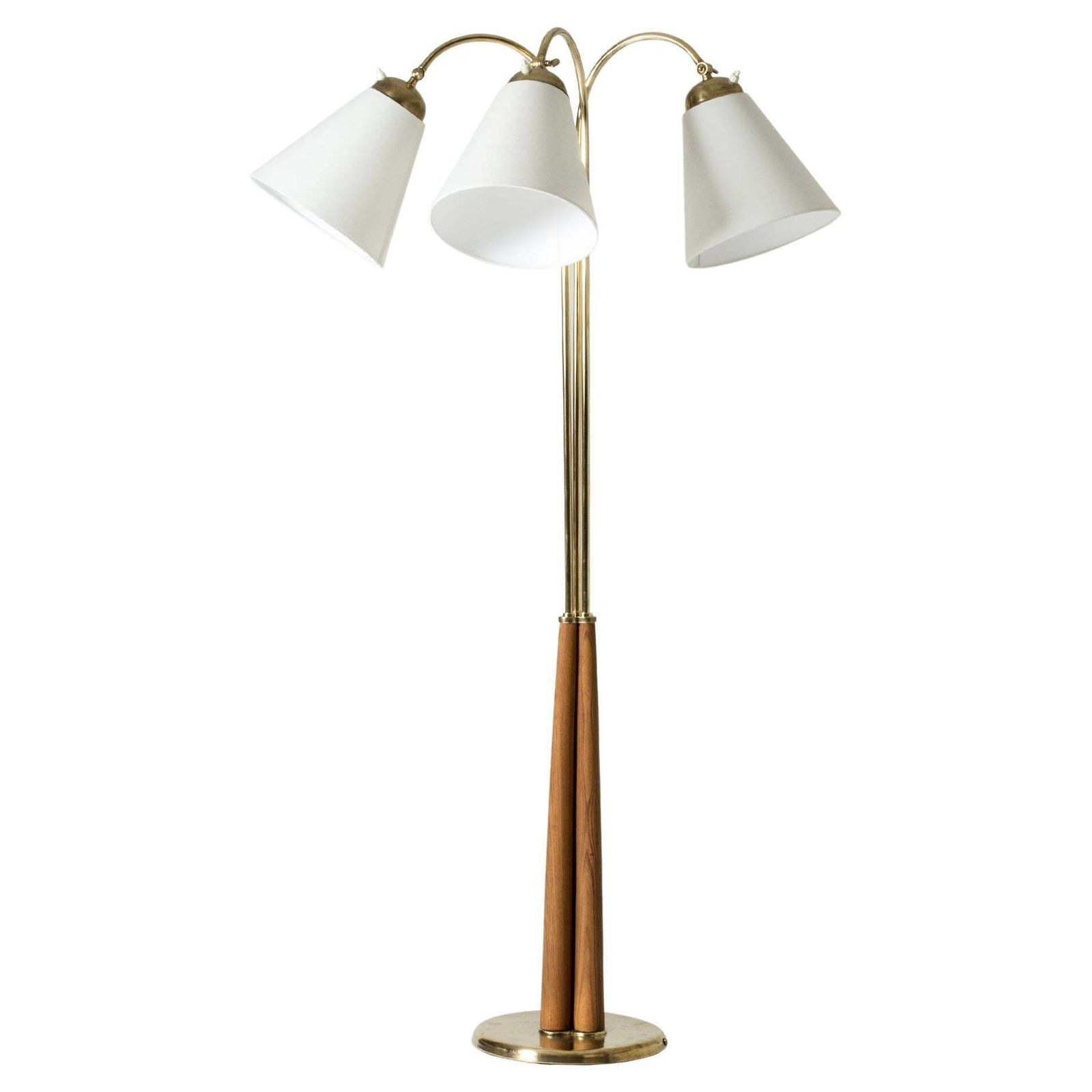Scandinavische mid-century messing vloerlamp, Zweden, jaren 1940