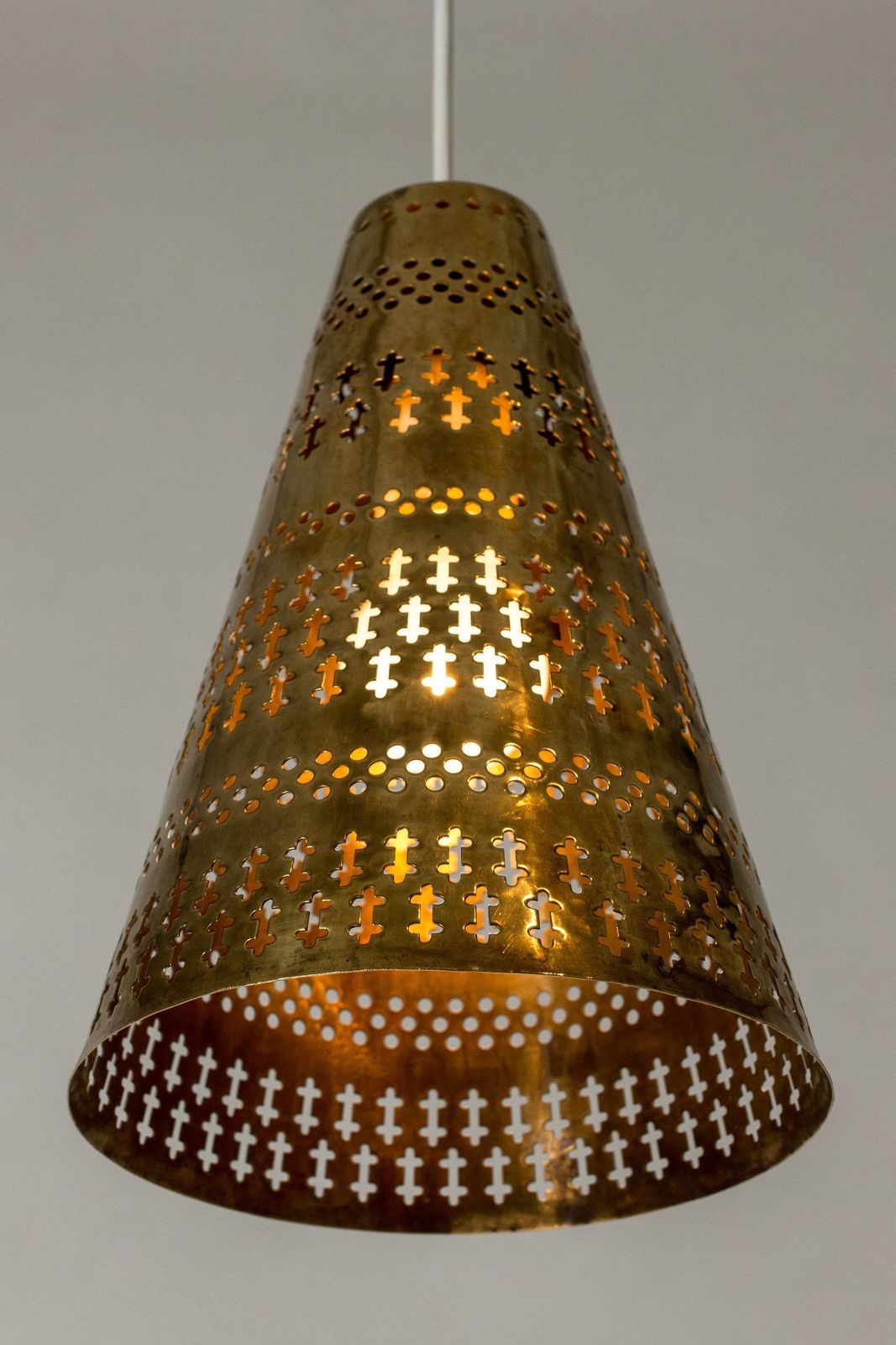 Mid-century Scandinavische messing hanglamp van Hans Bergström, Zweden, jaren 1950 photo vintage