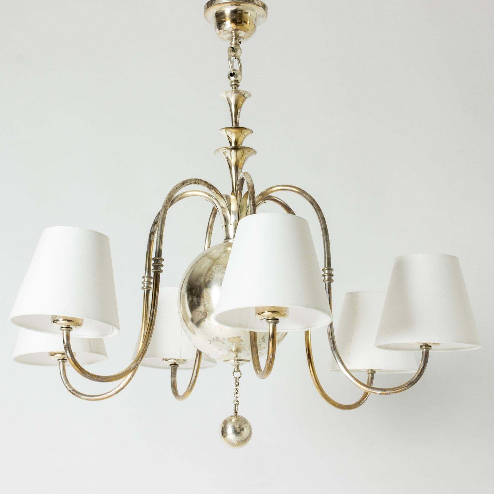 Scandinavian Modern zilveren plafondlamp van Elis Bergh, C. G. Hallberg, jaren 1920 photo furniture