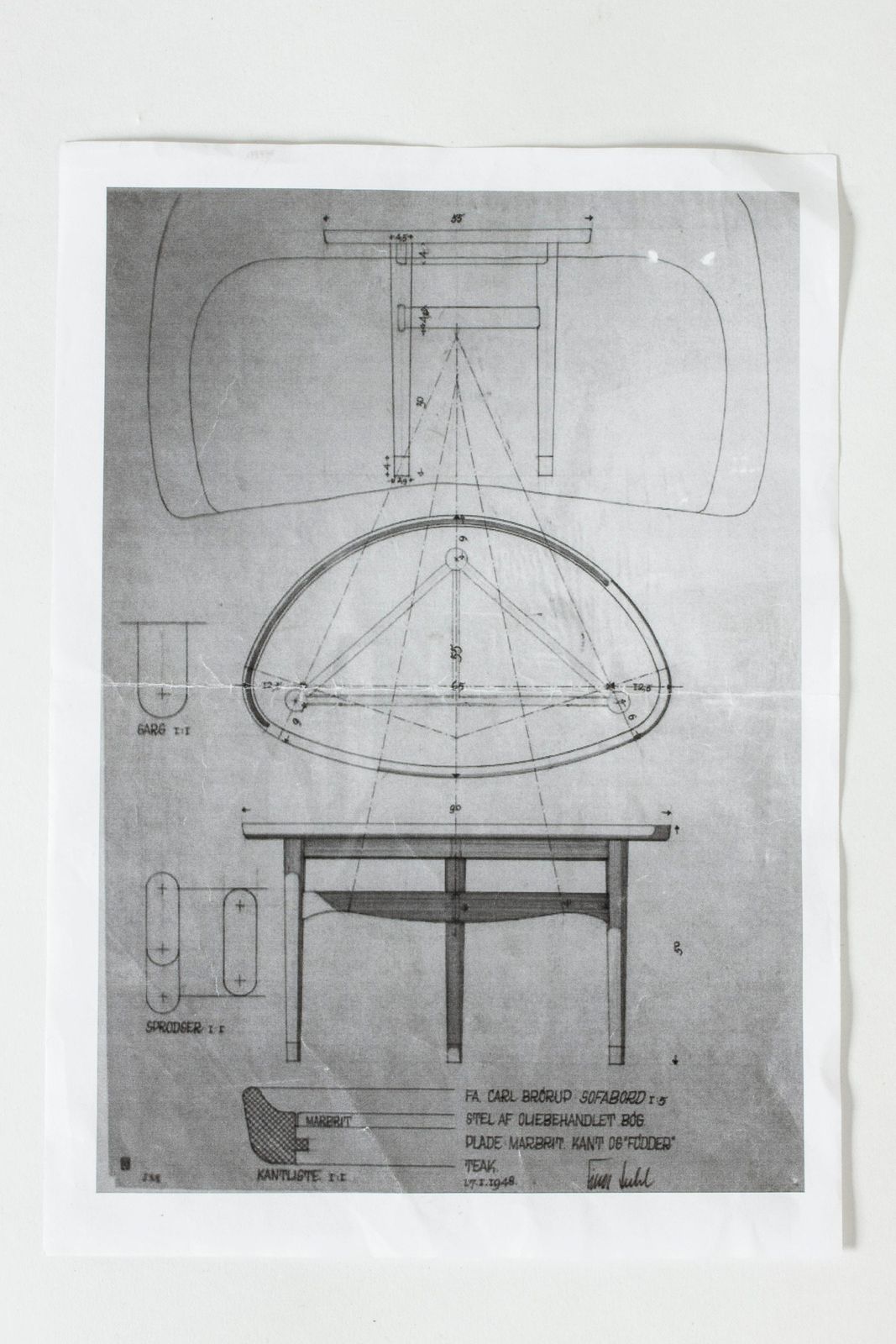 21415.0 Vintage "Eye" Coffee Table By Finn Juhl, Carl Brørup, Denmark, 1950s photo
