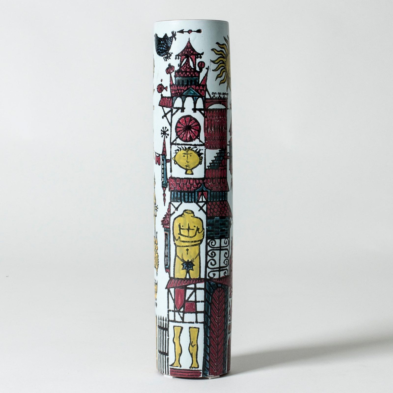 Stig Lindberg Faience Karneval Vaas, Scandinavian Modern, jaren 1950 photo furniture