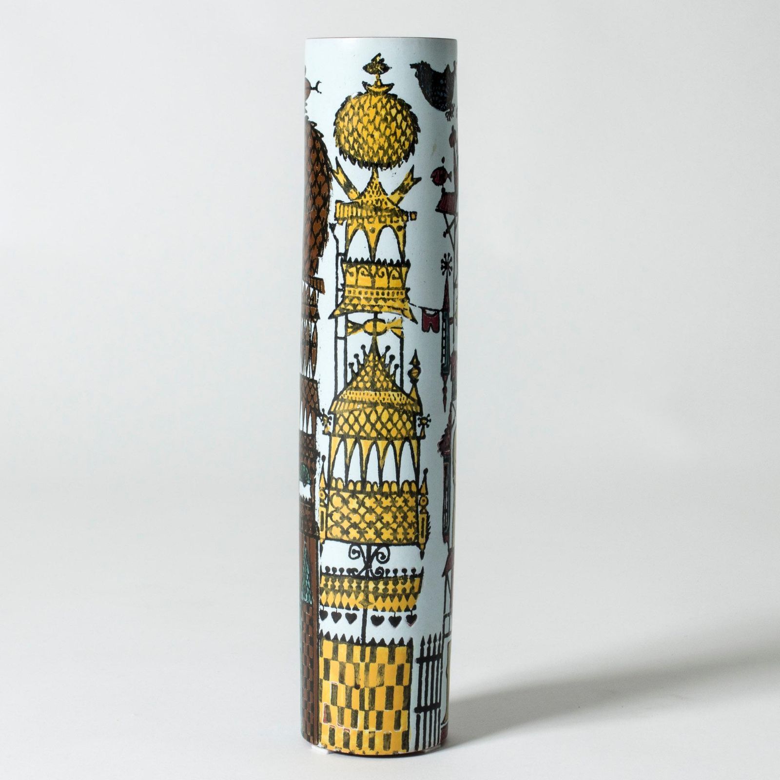 Stig Lindberg Faience Karneval Vaas, Scandinavian Modern, jaren 1950 photo for sale