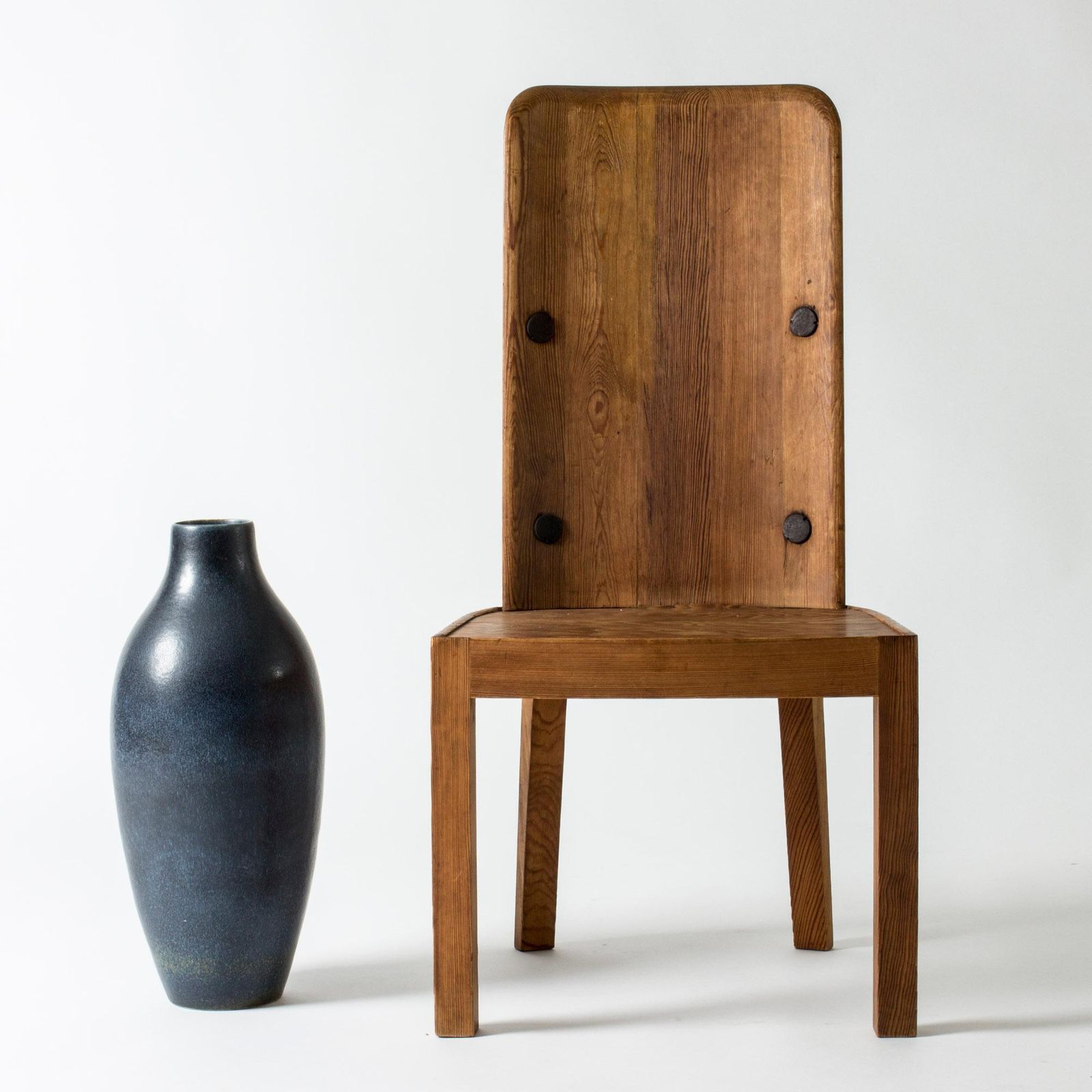 Vase de sol en grès par Carl Harry Stålhane, Rörstrand, Suède, années 1950 photo vintage