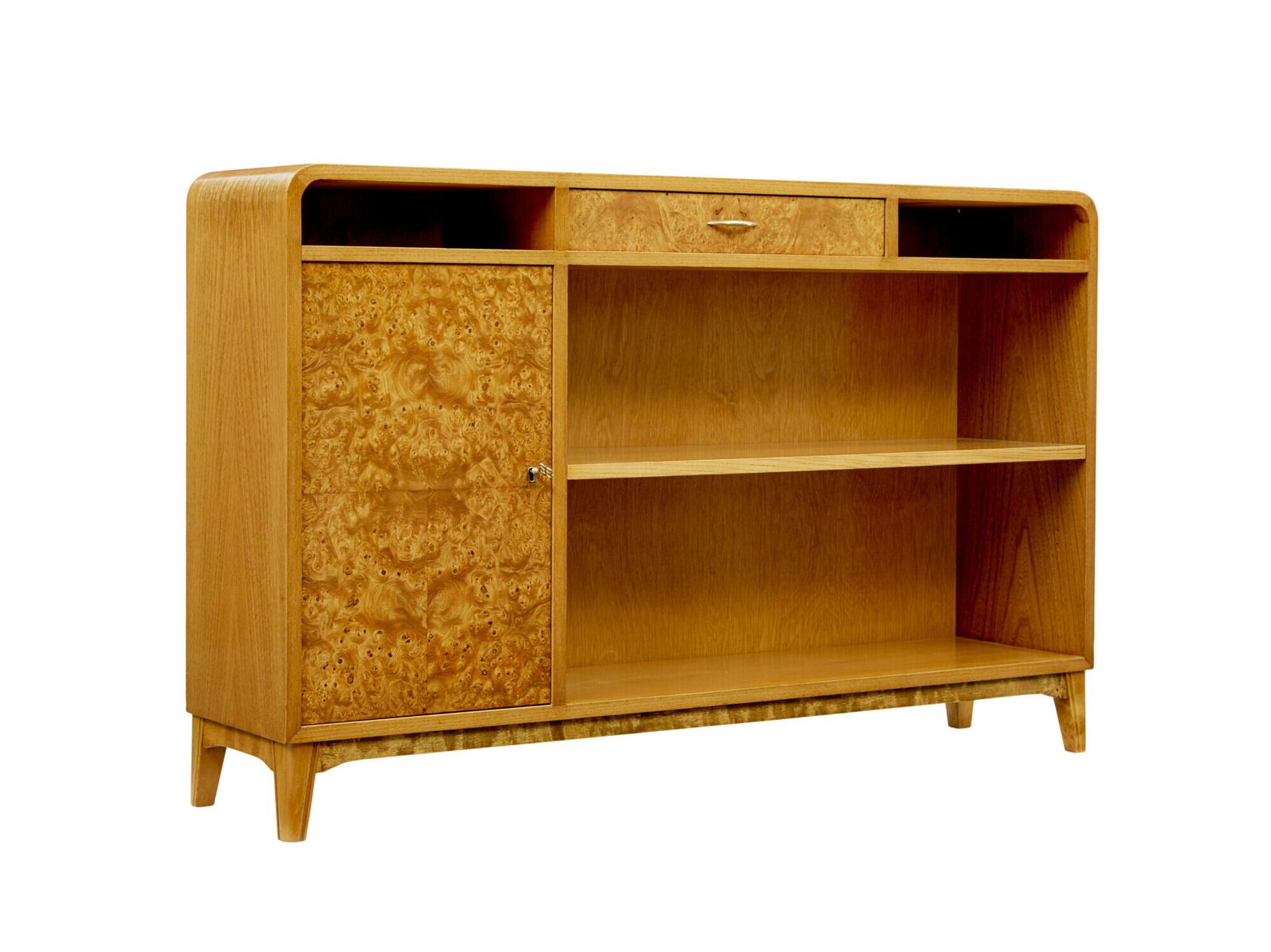 Scandinavian Mid Century Elm And Burr Low Open Bookcase By Bodafors