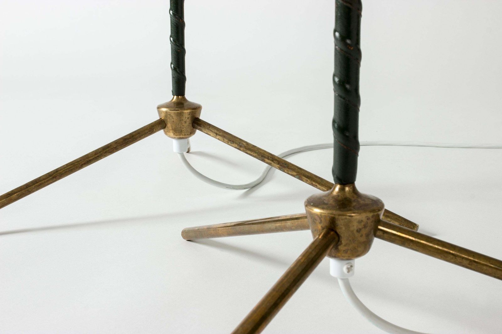 Scandinavian Modern vloerlampen van Bergboms, messing en leer, Zweden photo buy
