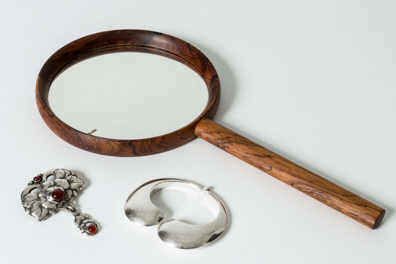 Hand Mirror By Uno & östen Kristiansson, Rosewood, Sweden, 1950s photo buy