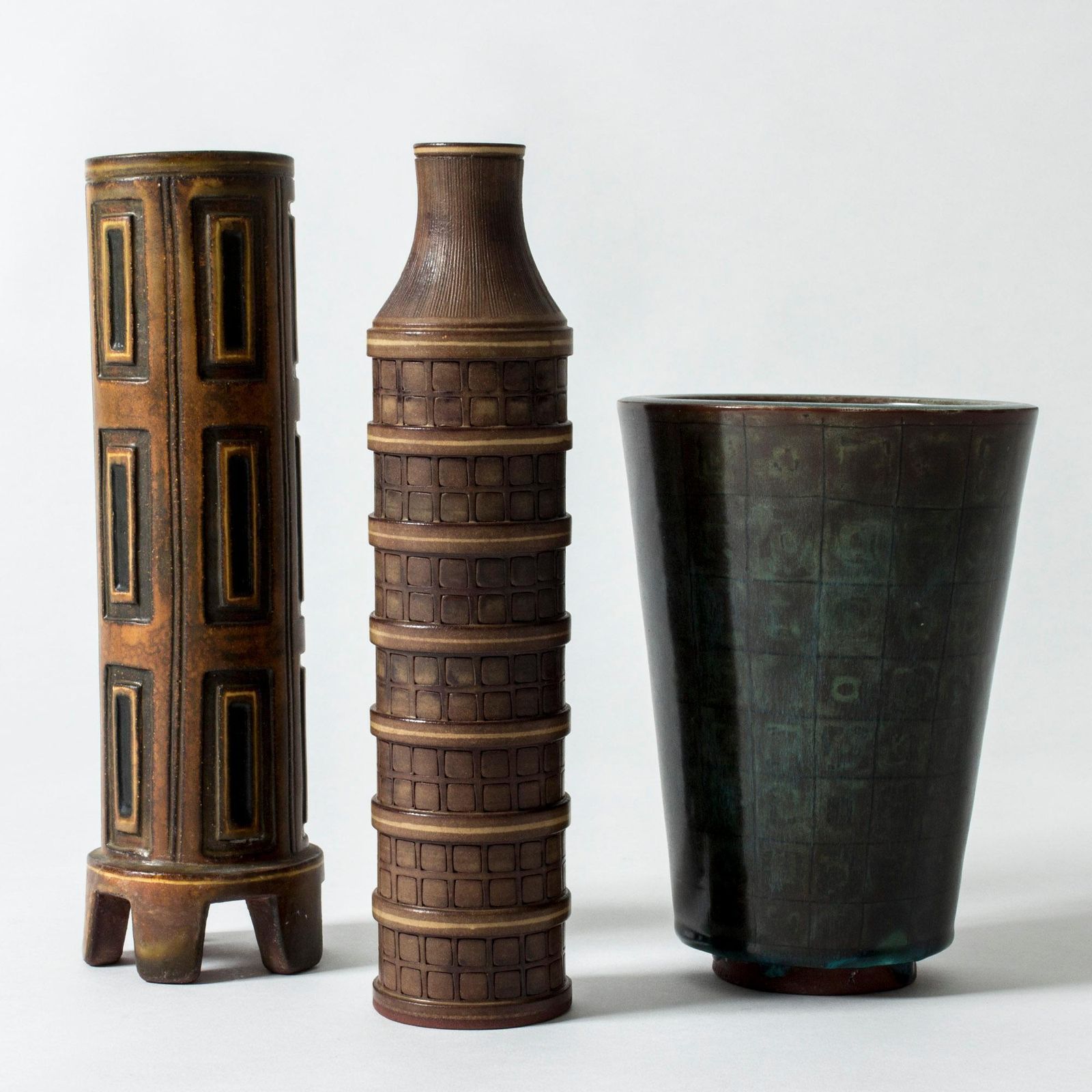 Stoneware "Farsta Rust" Vase By Wilhelm Kåge For Gustavsberg, Sweden, 1940s photo vintage