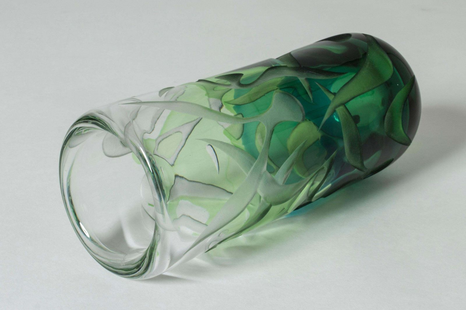 Vase en verre Vicke Lindstrand, Scandinavian Modern, Suède, années 1950 photo Décoration
