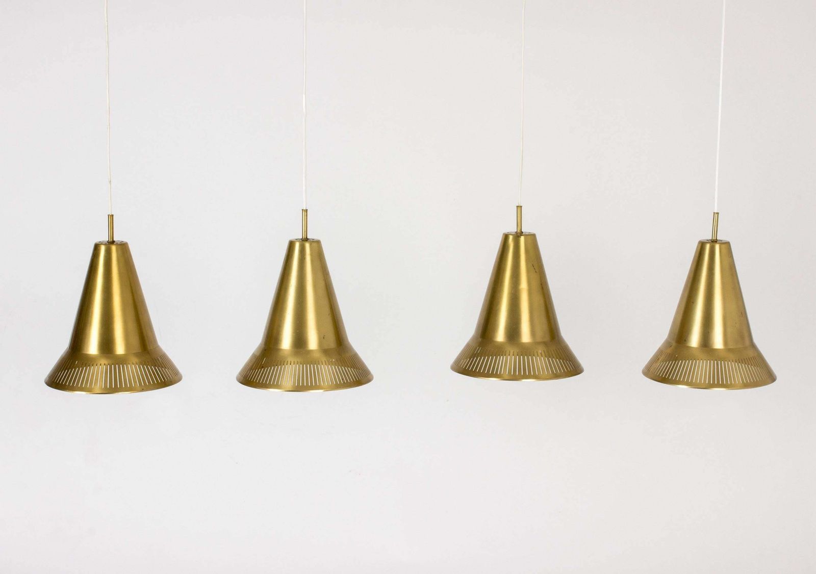 Set Of Four Brass Pendant Lamps By Hans Bergström, 1950s Sweden photo for sale
