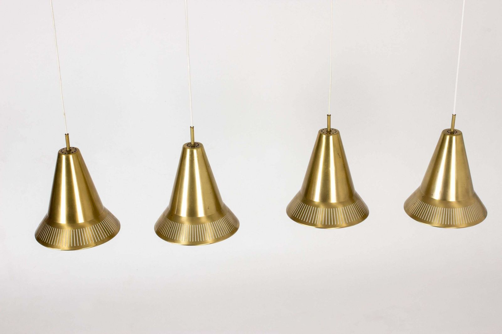 Set Of Four Brass Pendant Lamps By Hans Bergström, 1950s Sweden photo vintage
