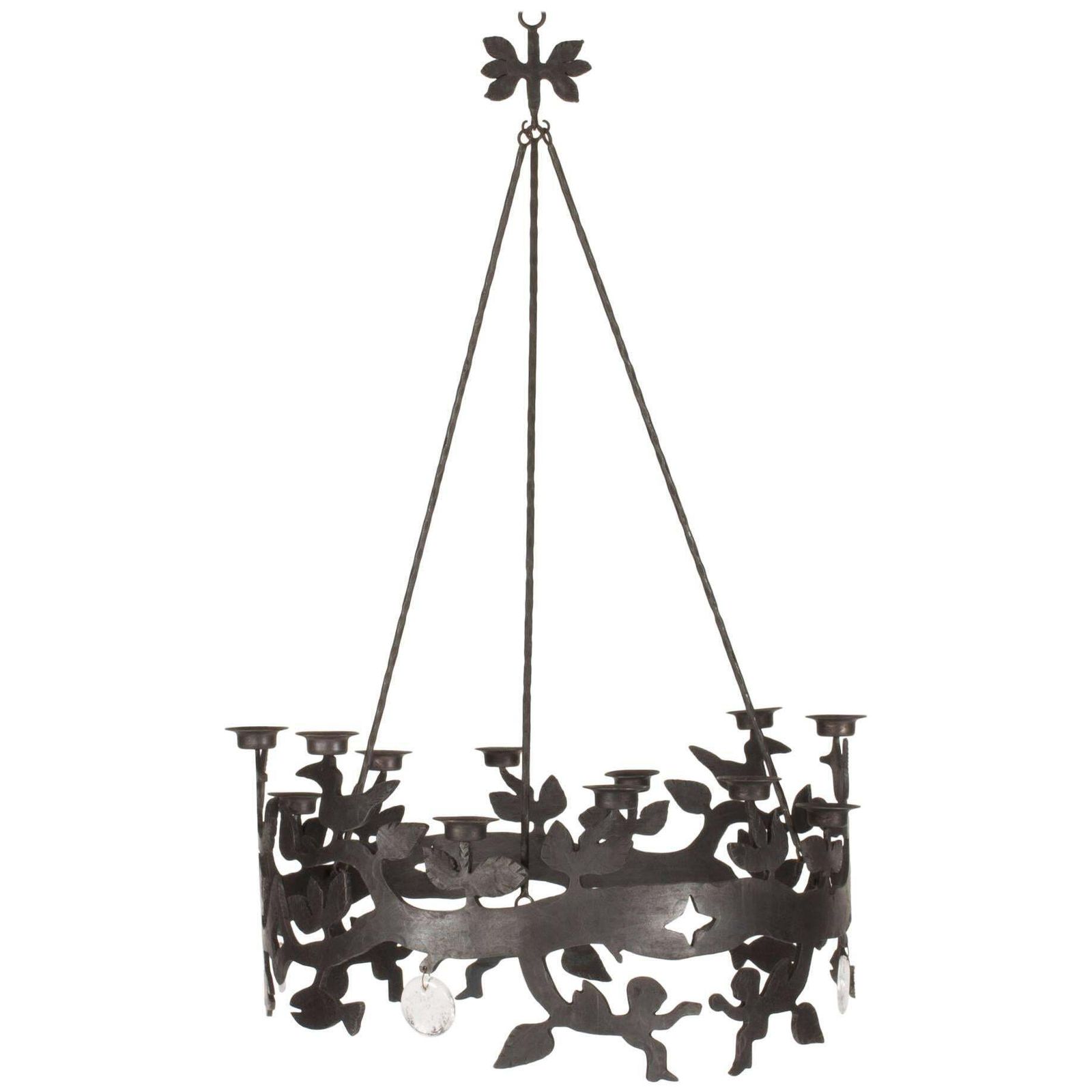 Lustre en fer forgé et verre par Bertil Vallien