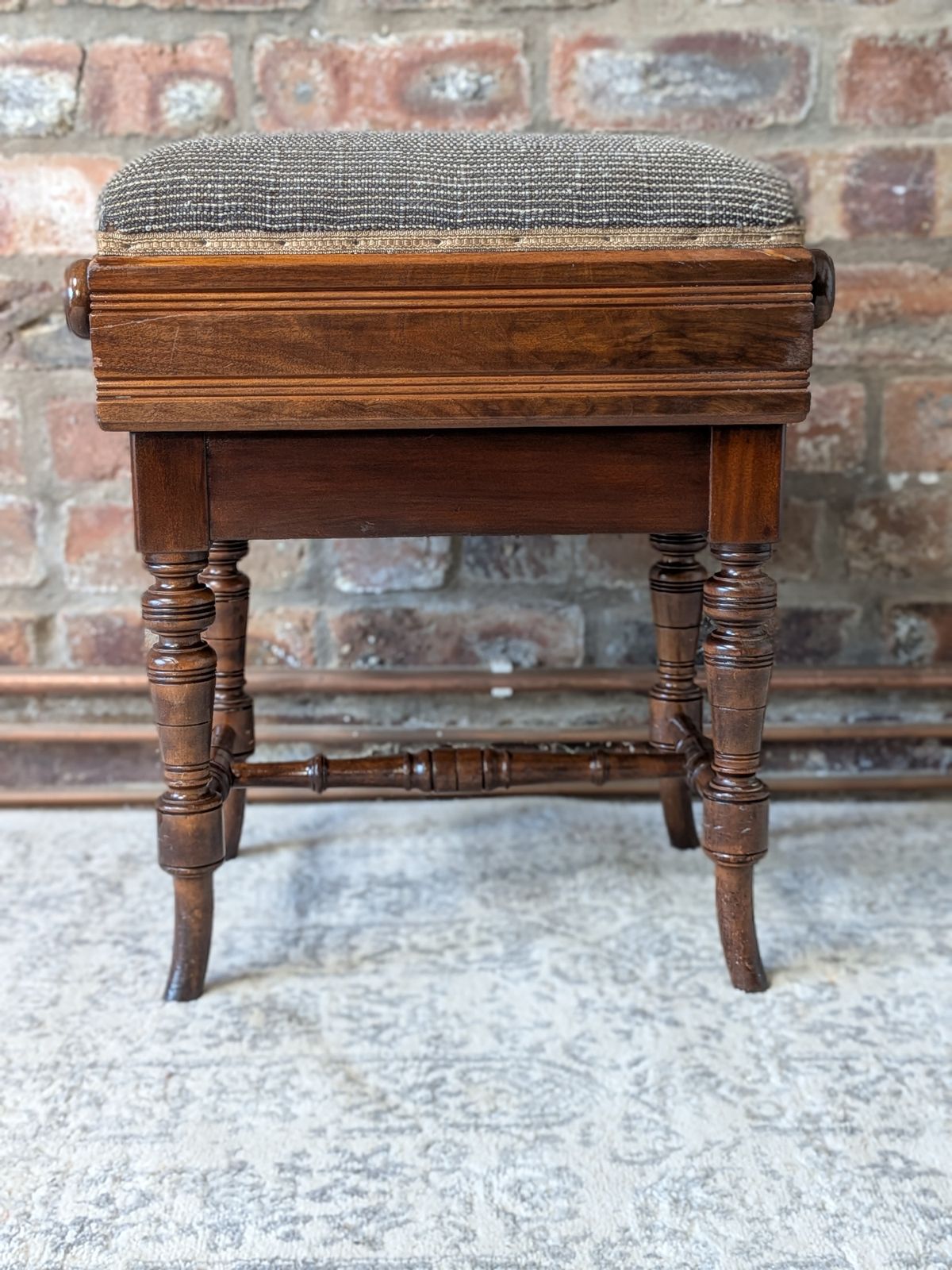 Victorian Mechanical Rise And Fall Piano Stool By Brooks Ltd photo vintage