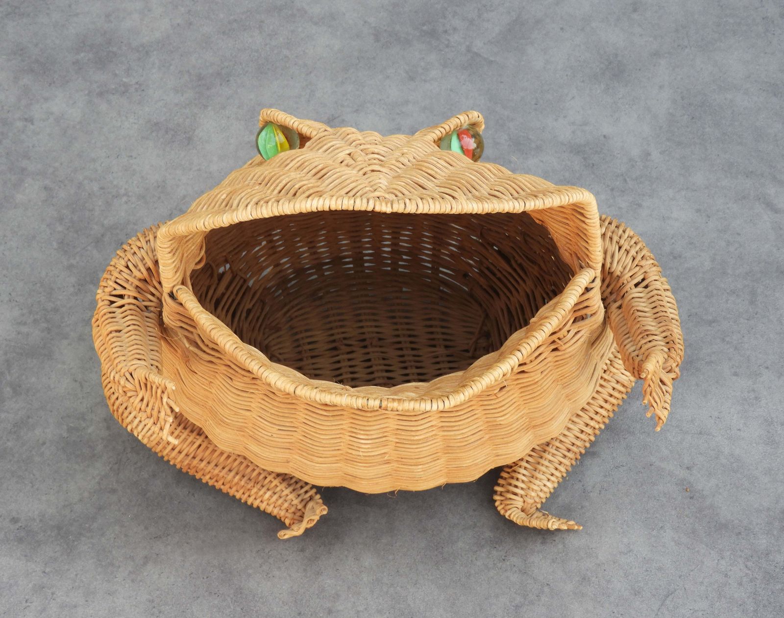 Olivier Cajan French Wicker Frog Basket, Circa 1970 photo Home Decor