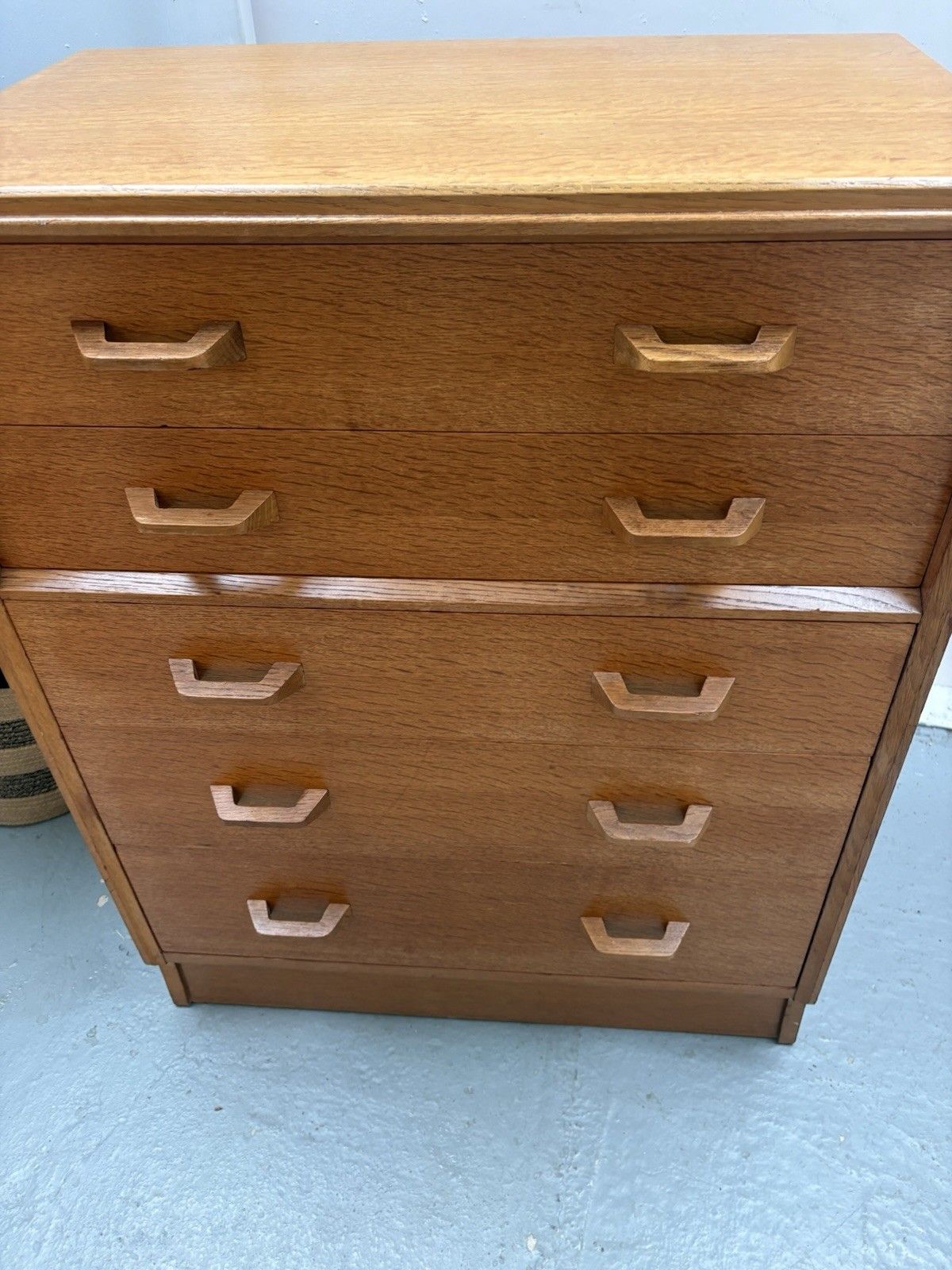 Vintage Mid Century G Plan "Brandon" Range Oak Chest Of Five Drawers 1950s photo vintage
