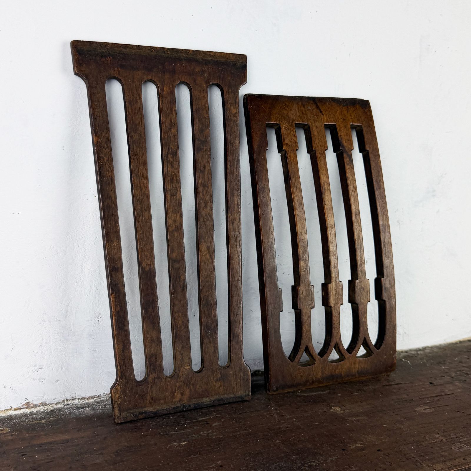 Set Of 2 Antique French Wooden Furniture Fragments, Architectural Salvage photo furniture