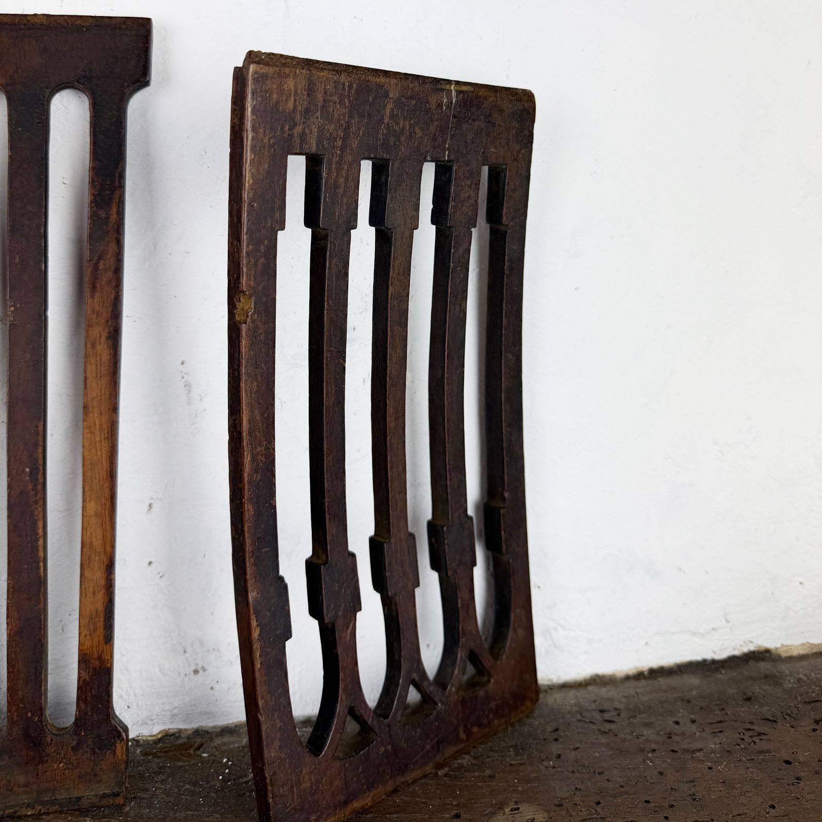 Set Of 2 Antique French Wooden Furniture Fragments, Architectural Salvage photo Home Decor