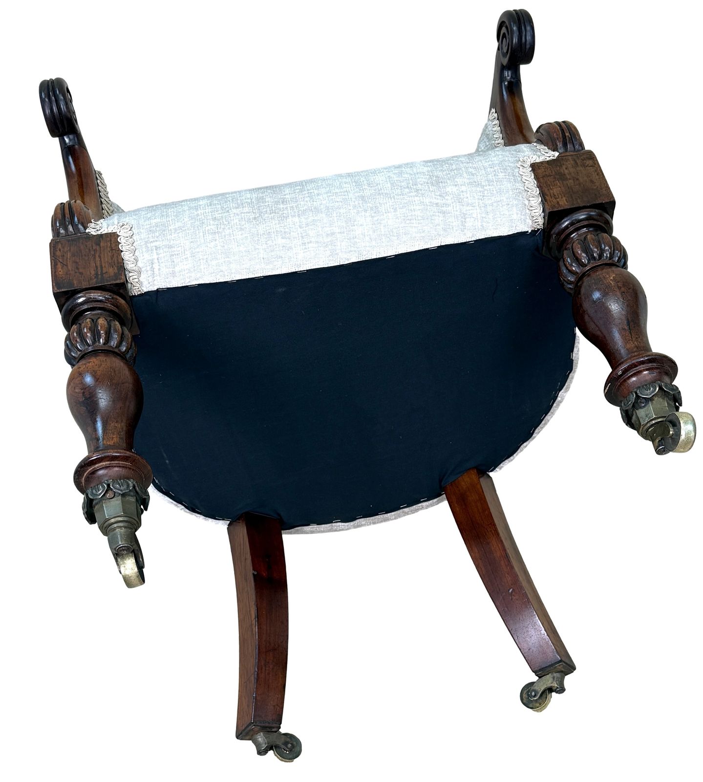 photo vinterior Fauteuil de bibliothèque en cuvette en palissandre, époque Regency anglaise, XIXe siècle (Angleterre, vers 1835)