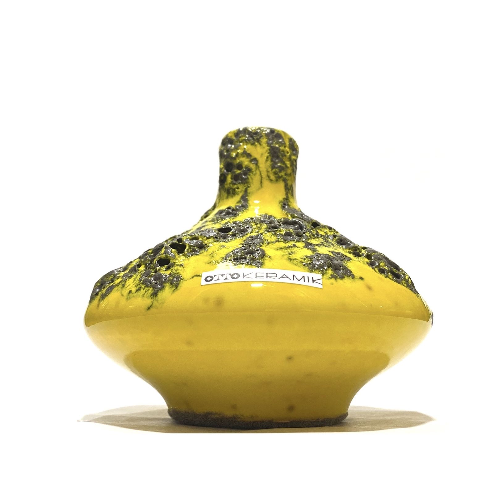 Otto Keramik 206 Vase In Yellow Fat Lava (11cm Dia), West German Pottery Glaze photo for sale