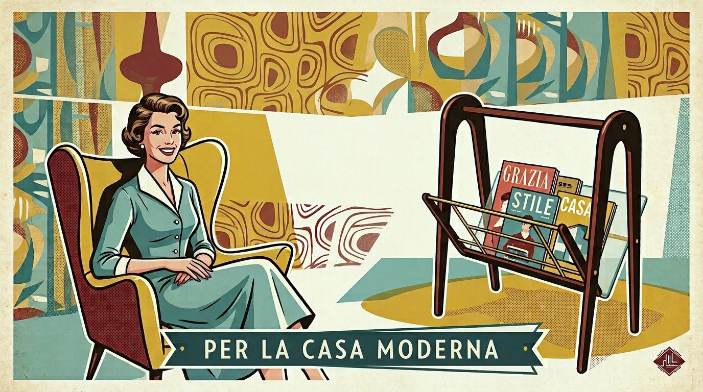 photo furniture Cesare Lacca - Magazine Rack / Mid Century - Italy '50
