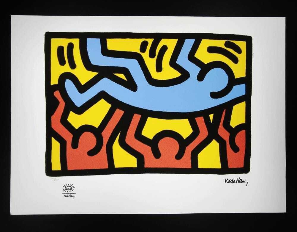 Keith Haring Limited Edition Lithograph uit de jaren 1990, genummerd in potlood.
