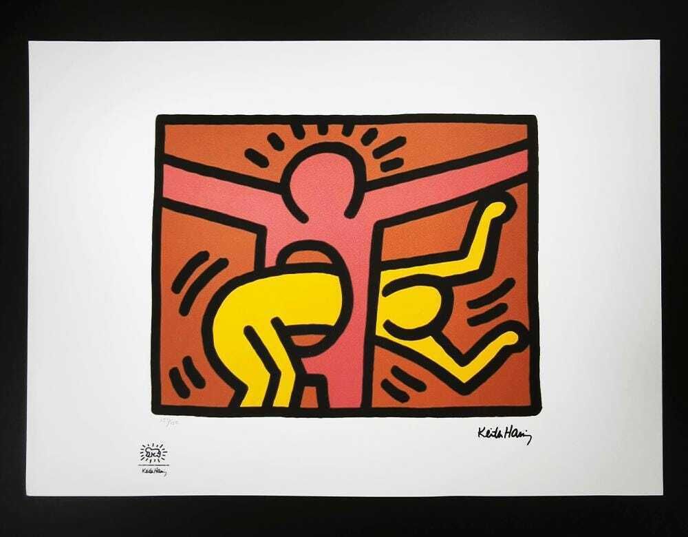 Keith Haring Limited Edition Lithograph uit de jaren 1990, genummerd in potlood.