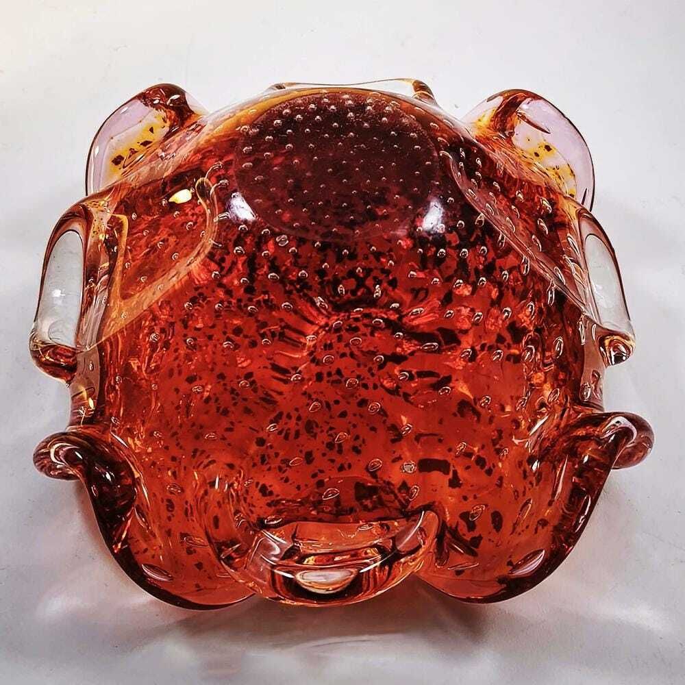 photo furniture 1950s Stunning Ashtray In Murano Glass With Gold Finishes, Made In Italy.