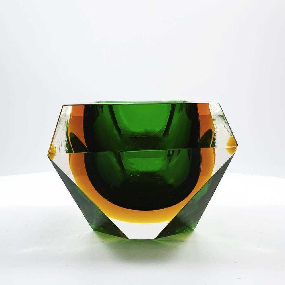 Rechthoekige veelzijdige asbak of opvangschaal in Murano-glas door Flavio Poli voor Seguso, jaren 1960. Made In Italy. photo for sale